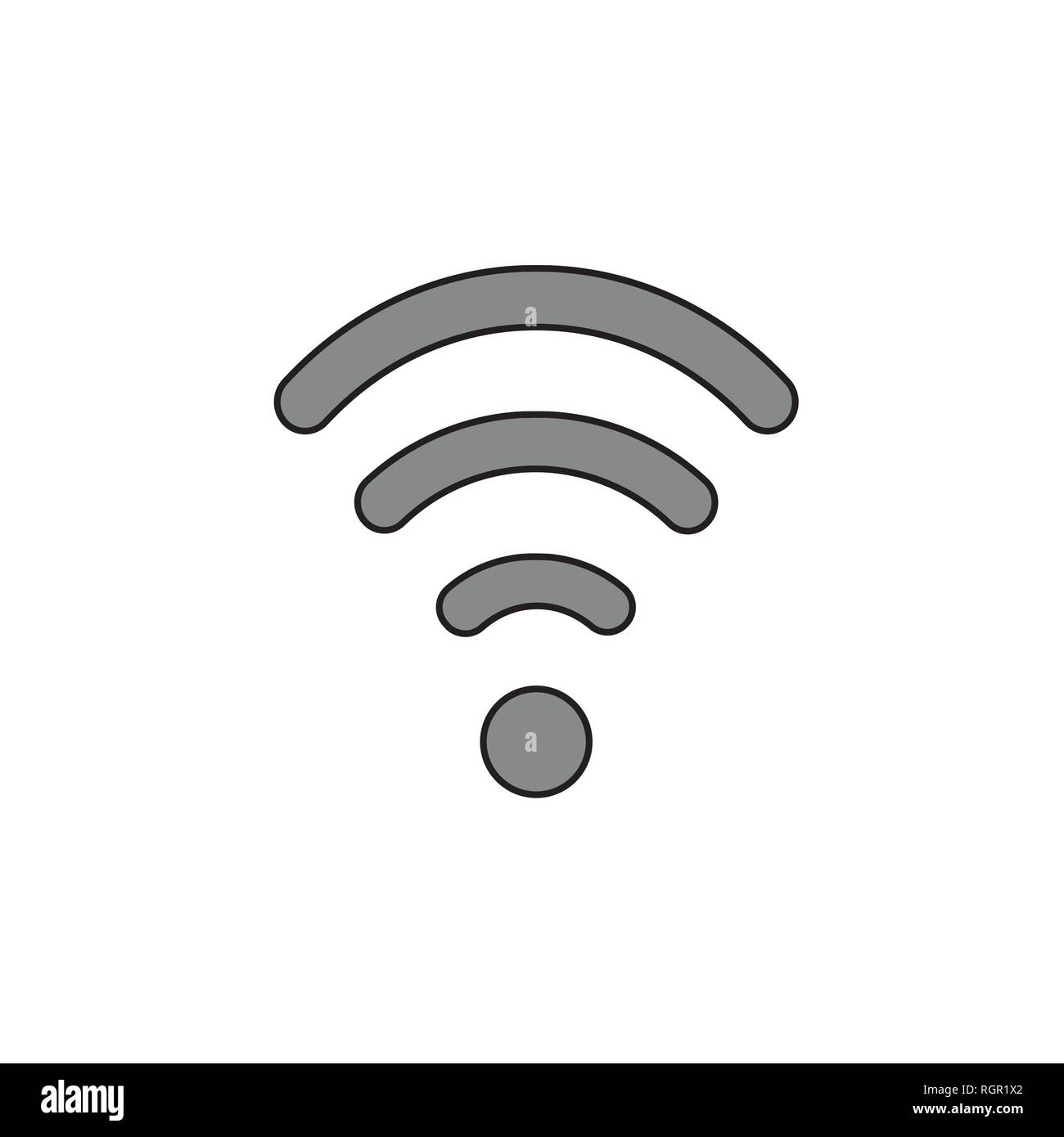 Flat design style vector illustration of wifi symbol icon on white ...