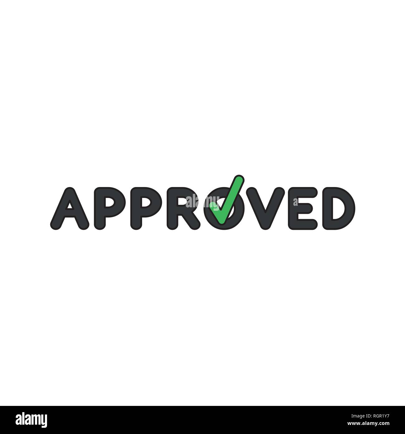 Flat design style vector illustration concept of approved text with ...