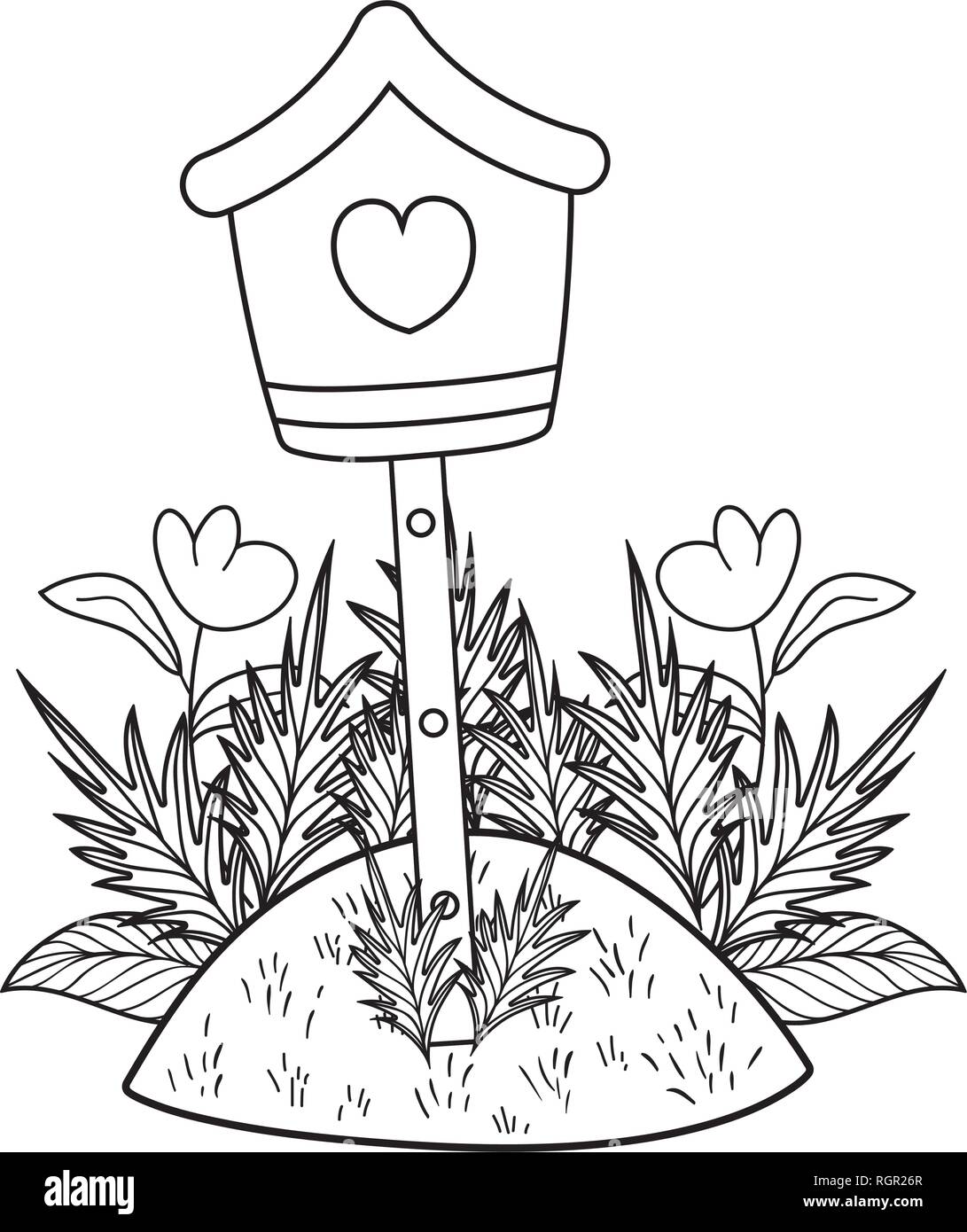 cute birdhouse wooden with garden scene Stock Vector Image & Art - Alamy