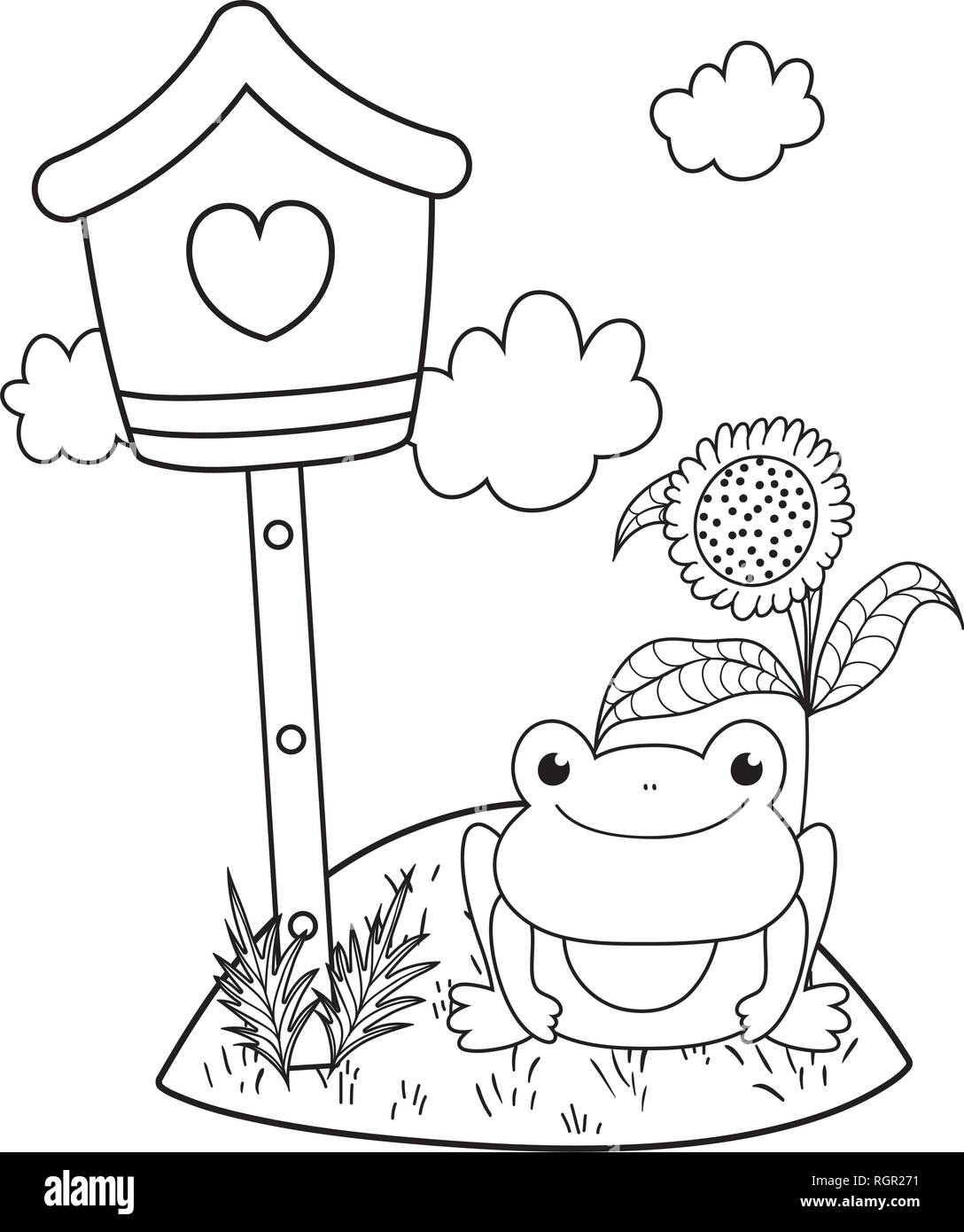 cute toad in the landscape with birdhouse Stock Vector Image & Art - Alamy