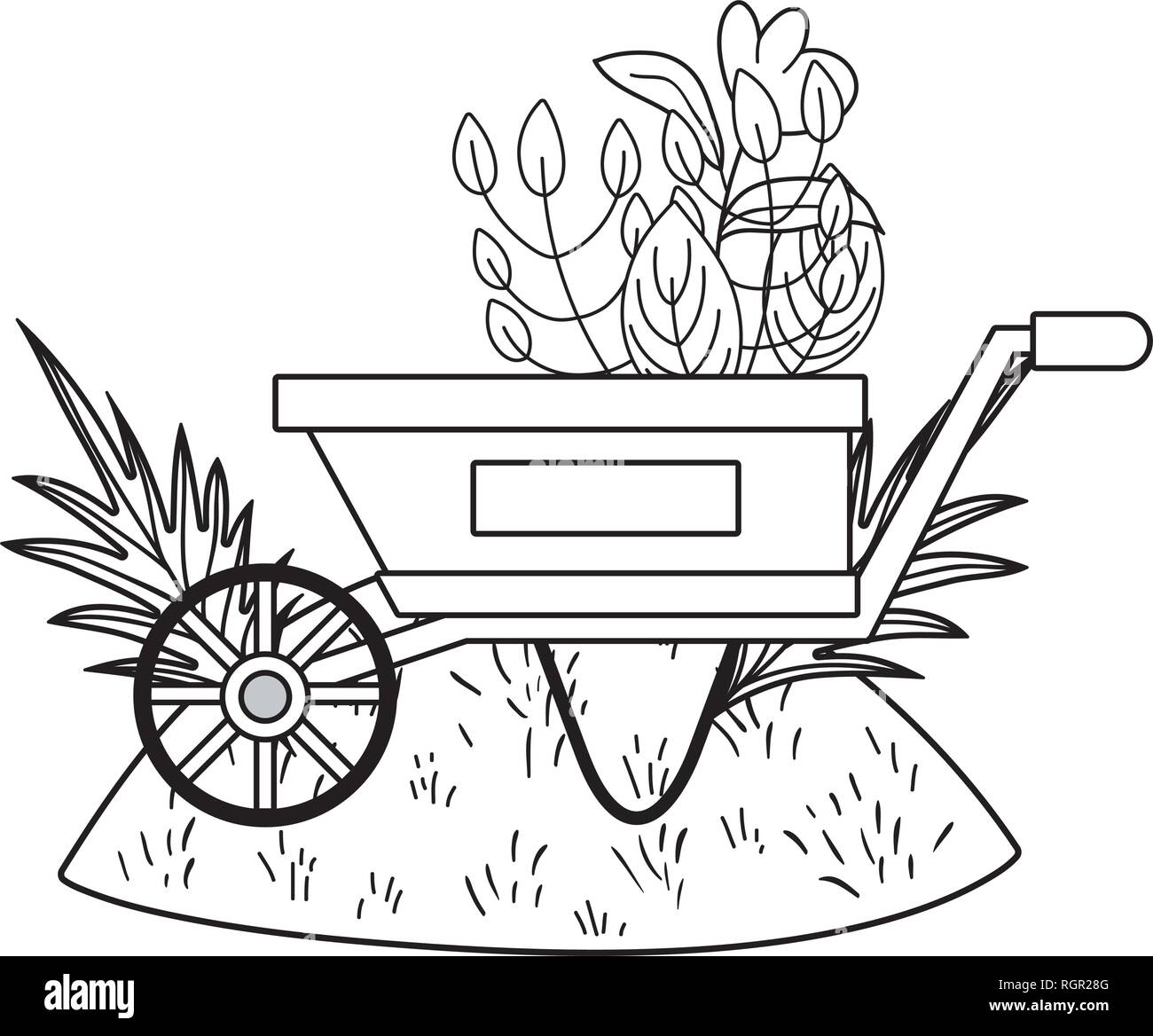cute wheelbarrow gardening with flowers garden Stock Vector Image & Art ...