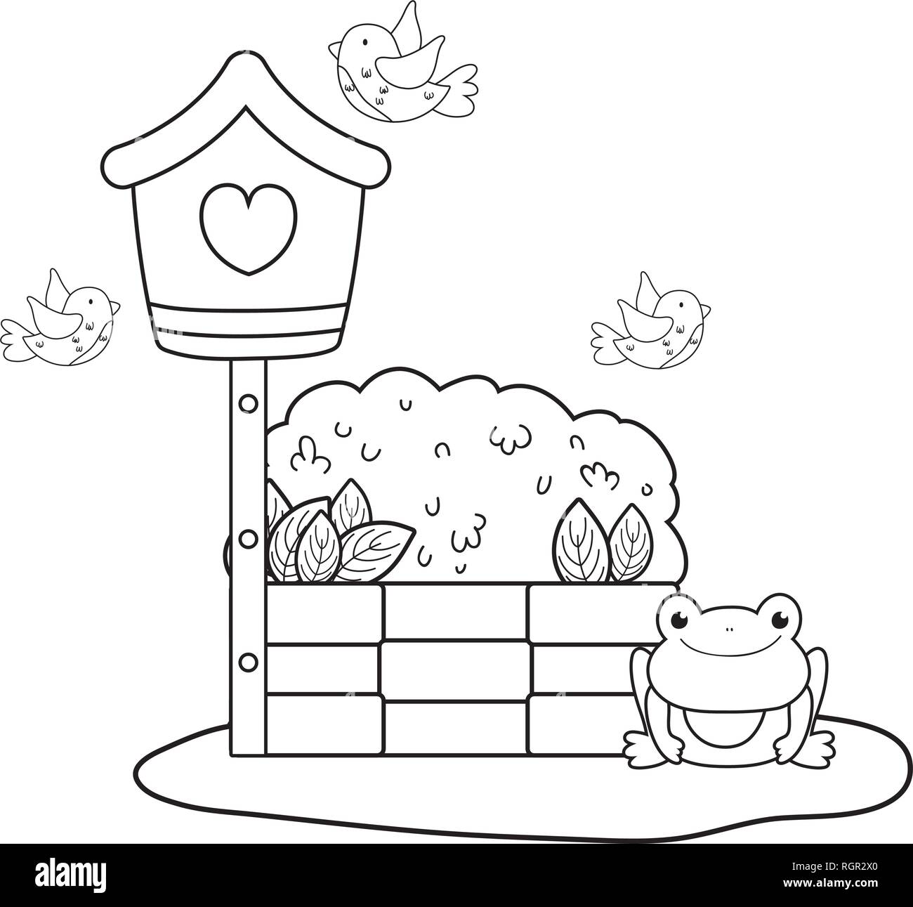 cute toad in the landscape with birdhouse Stock Vector Image & Art - Alamy