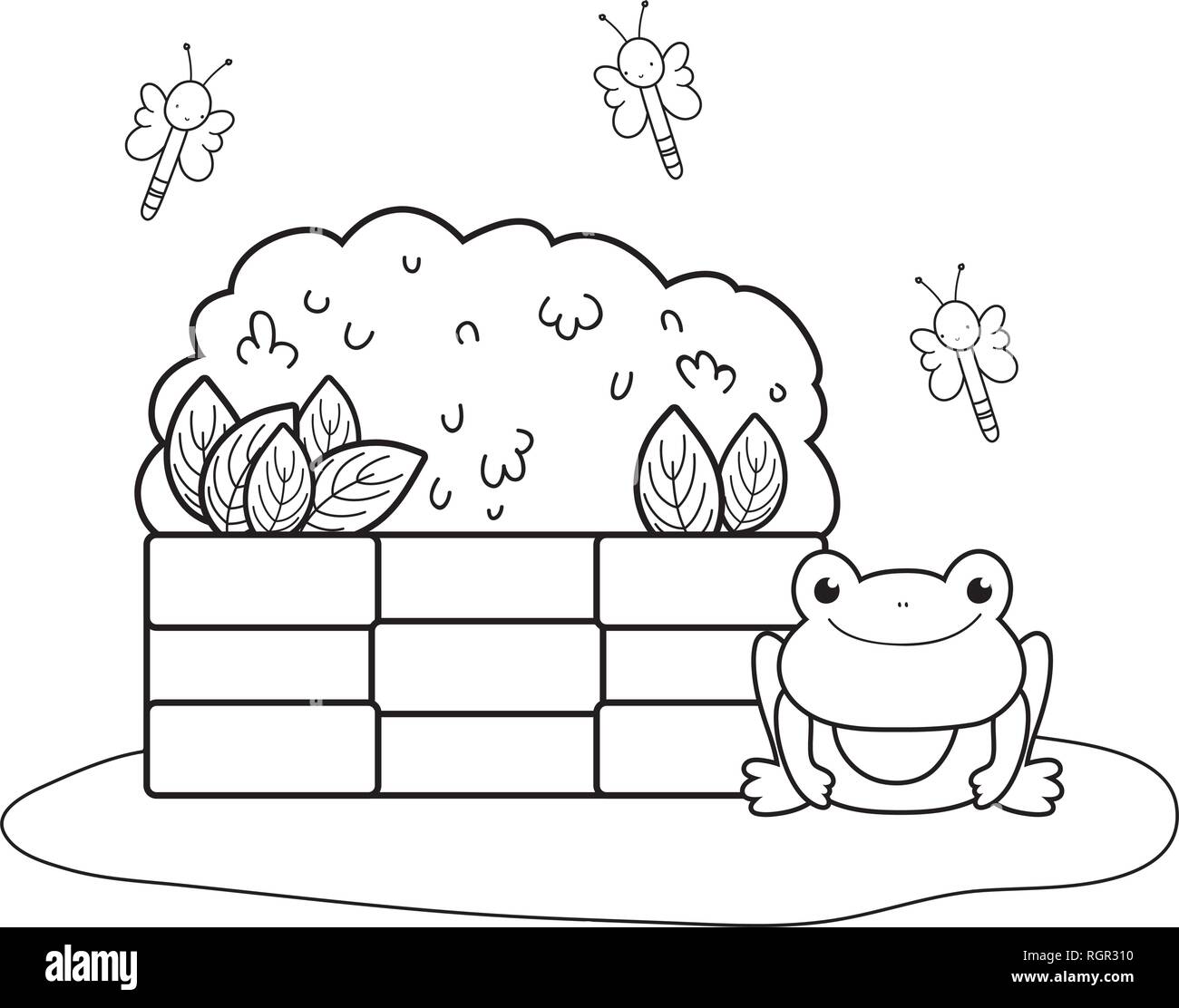 cute toad with bush in the landscape Stock Vector Image & Art - Alamy