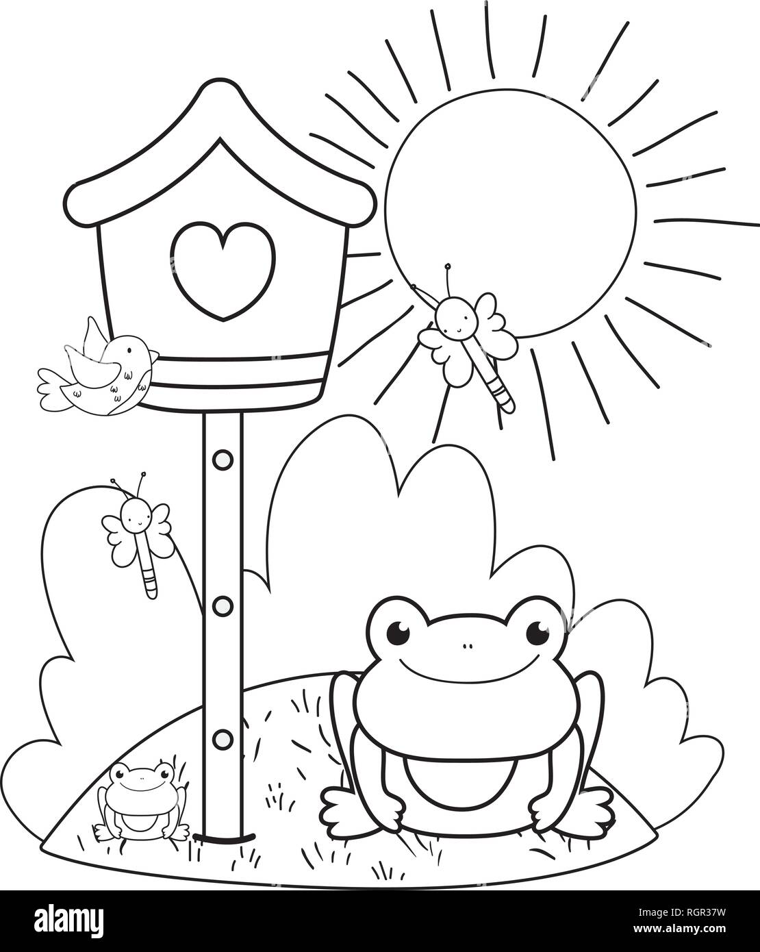 cute toad in the landscape with birdhouse Stock Vector Image & Art - Alamy