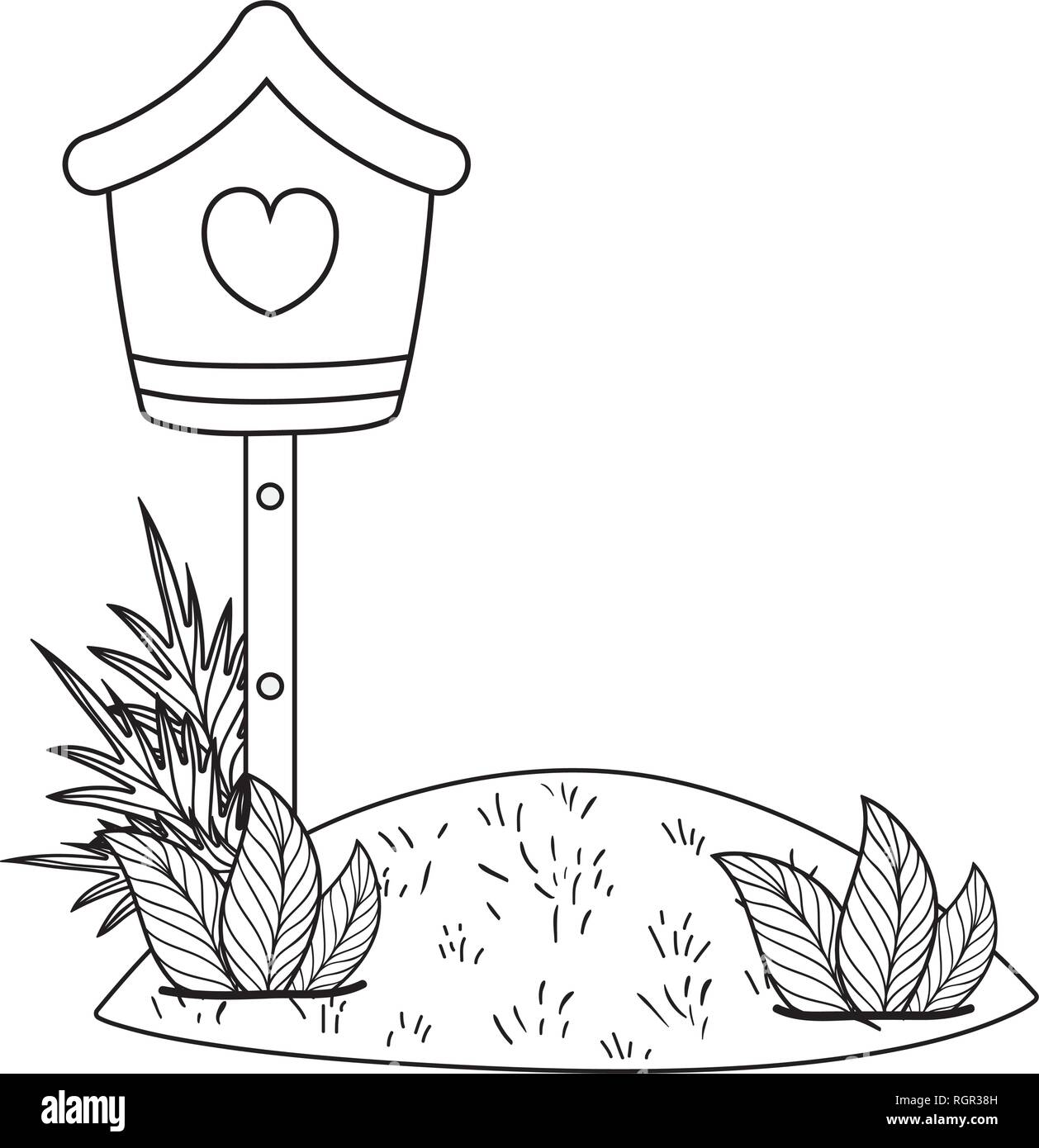 cute birdhouse wooden with leafs Stock Vector Image & Art - Alamy