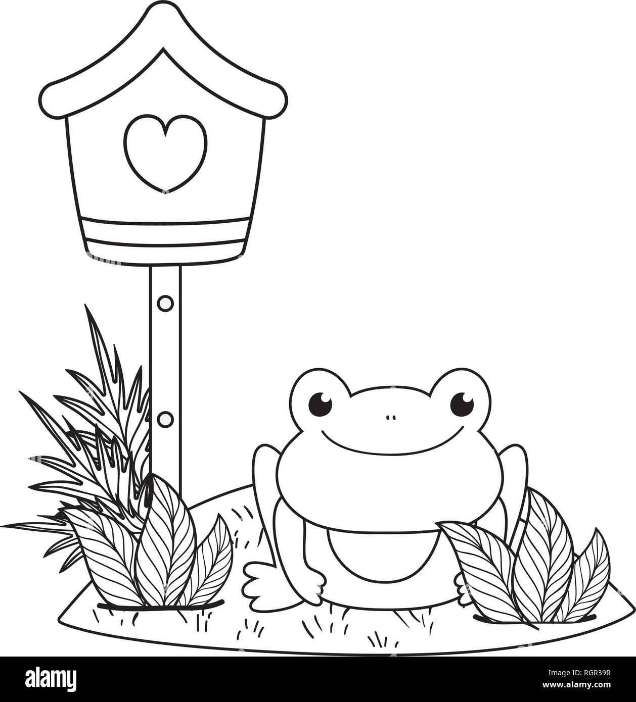 cute toad in the landscape with birdhouse Stock Vector Image & Art - Alamy