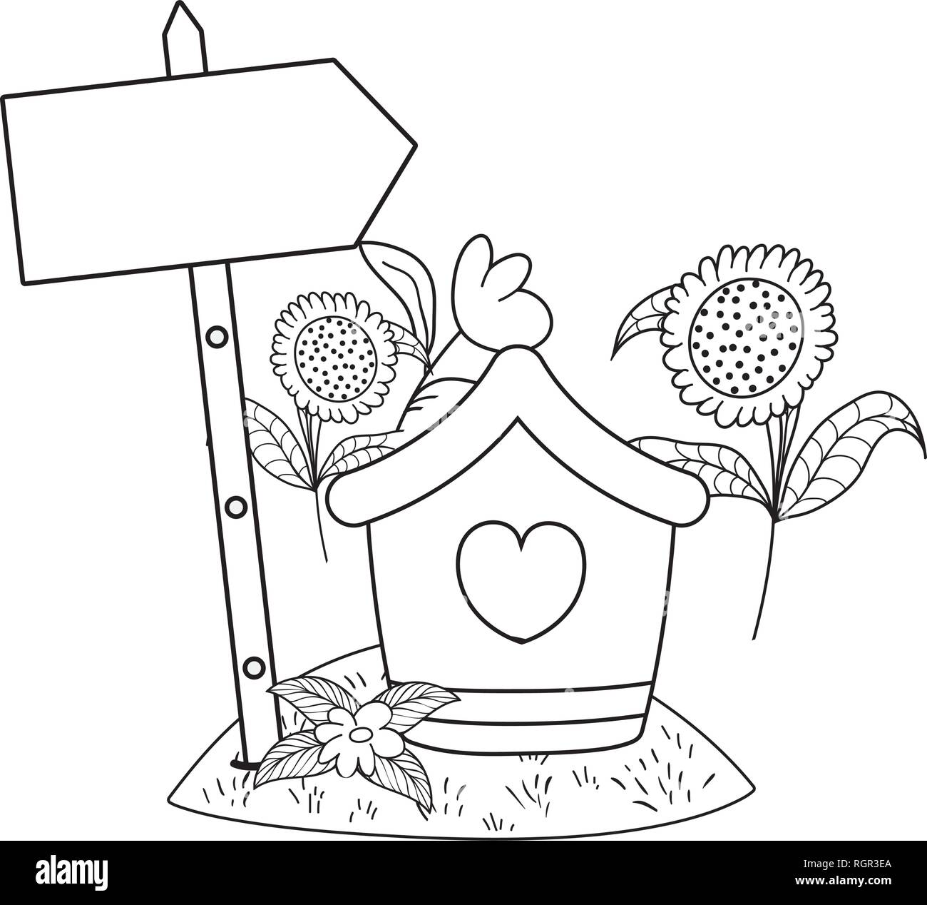 cute birdhouse wooden with garden scene Stock Vector Image & Art - Alamy
