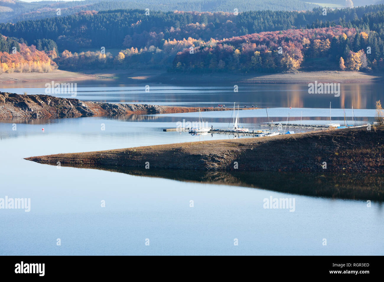 Biggetalsperre reservoir, Attendorn, North Rhine-Westphalia, Germany, Europe Stock Photo