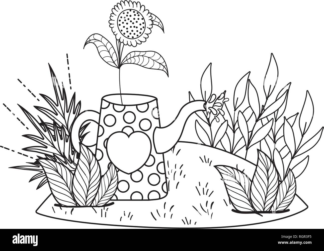 beautiful cute garden with sprinkler scene Stock Vector Image & Art - Alamy