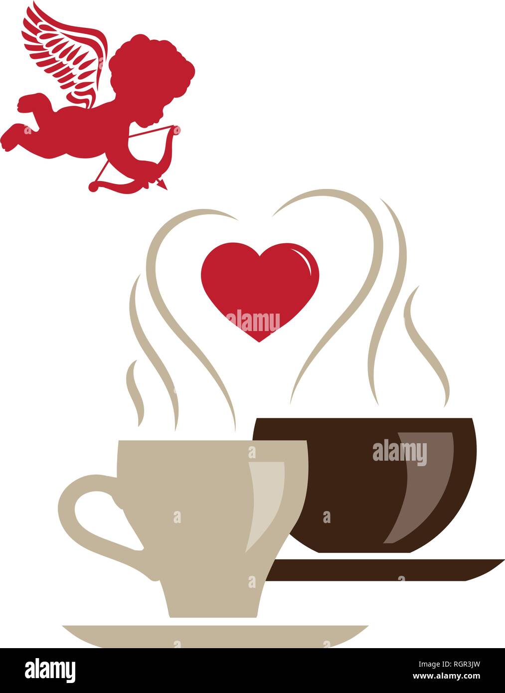cupid love coffee, vector Stock Vector