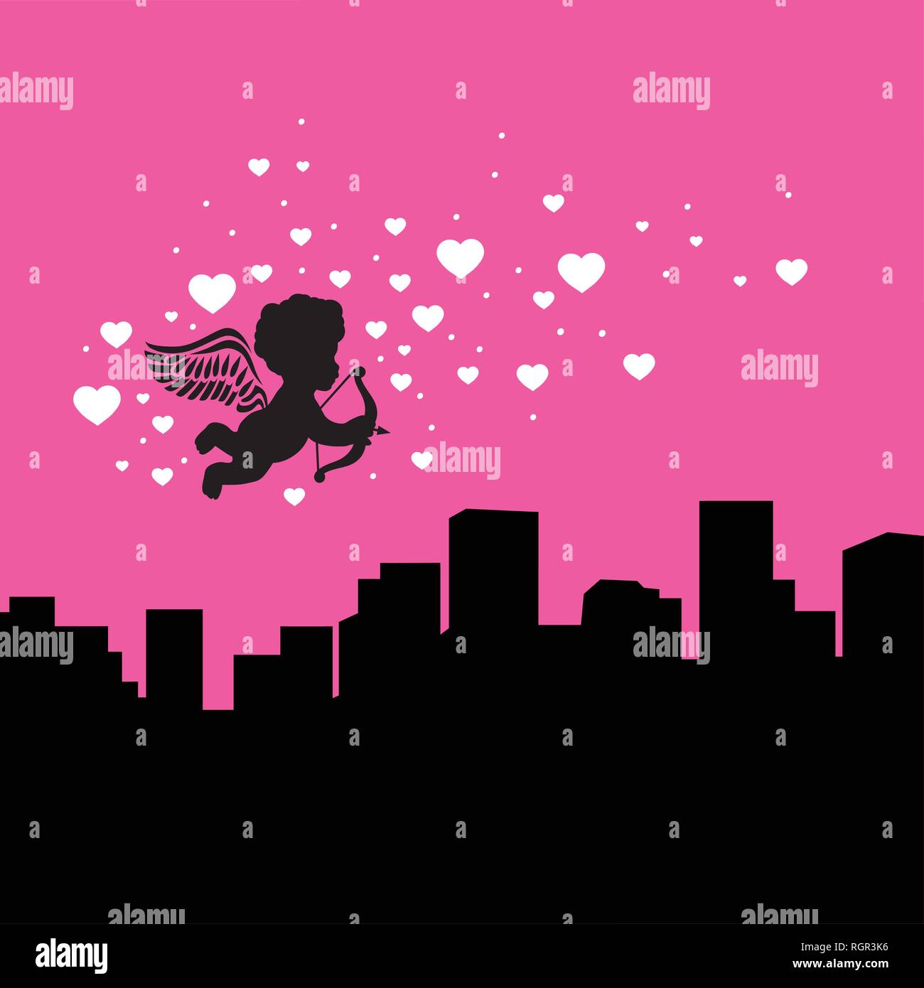 cupid love around the city Stock Vector