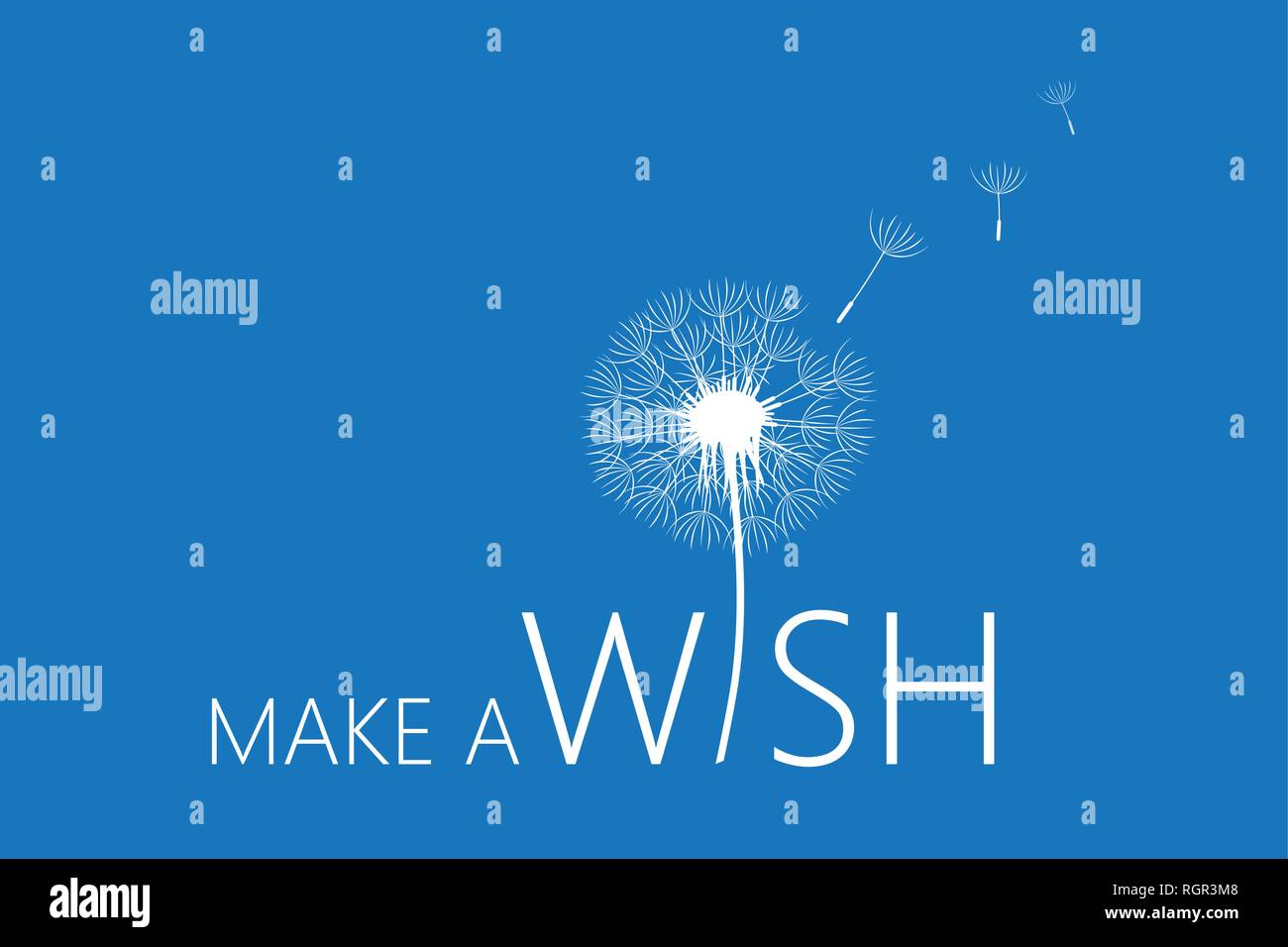 make a wish typography with dandelion vector illustration EPS10 Stock Vector