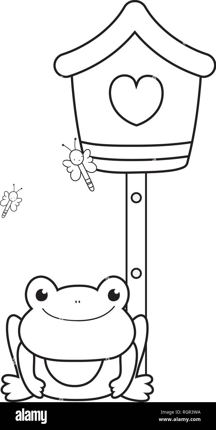 cute toad in the landscape with birdhouse Stock Vector Image & Art - Alamy
