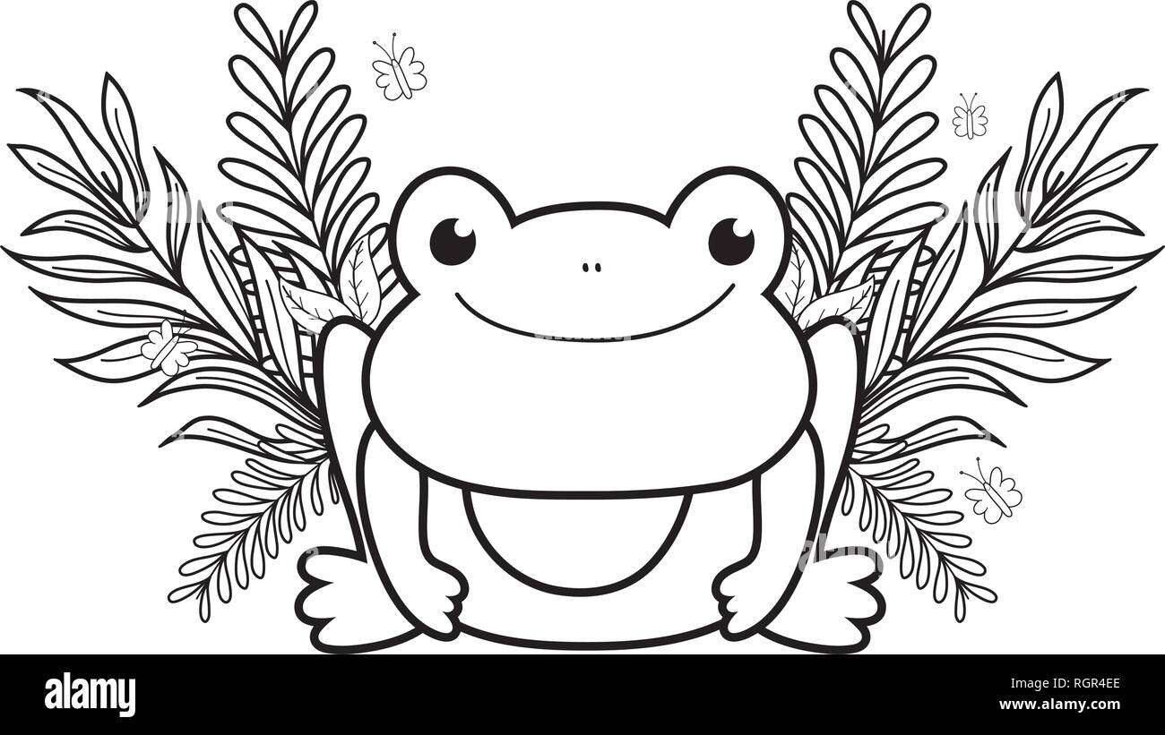 cute toad with leafs character Stock Vector Image & Art - Alamy