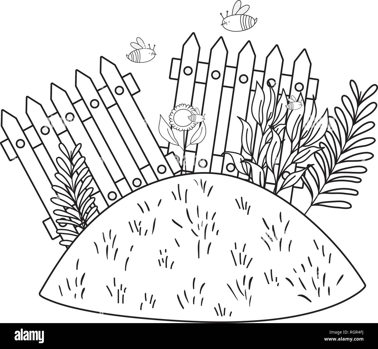 beautiful cute garden with butterflies scene Stock Vector Image & Art ...
