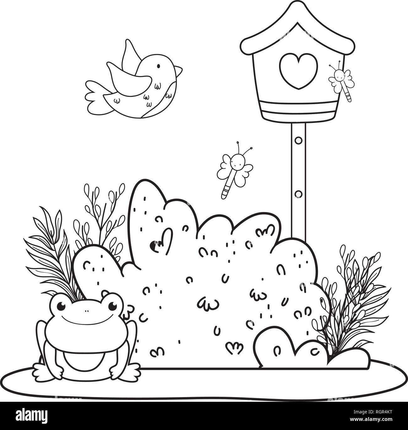 cute toad in the landscape with birdhouse Stock Vector Image & Art - Alamy