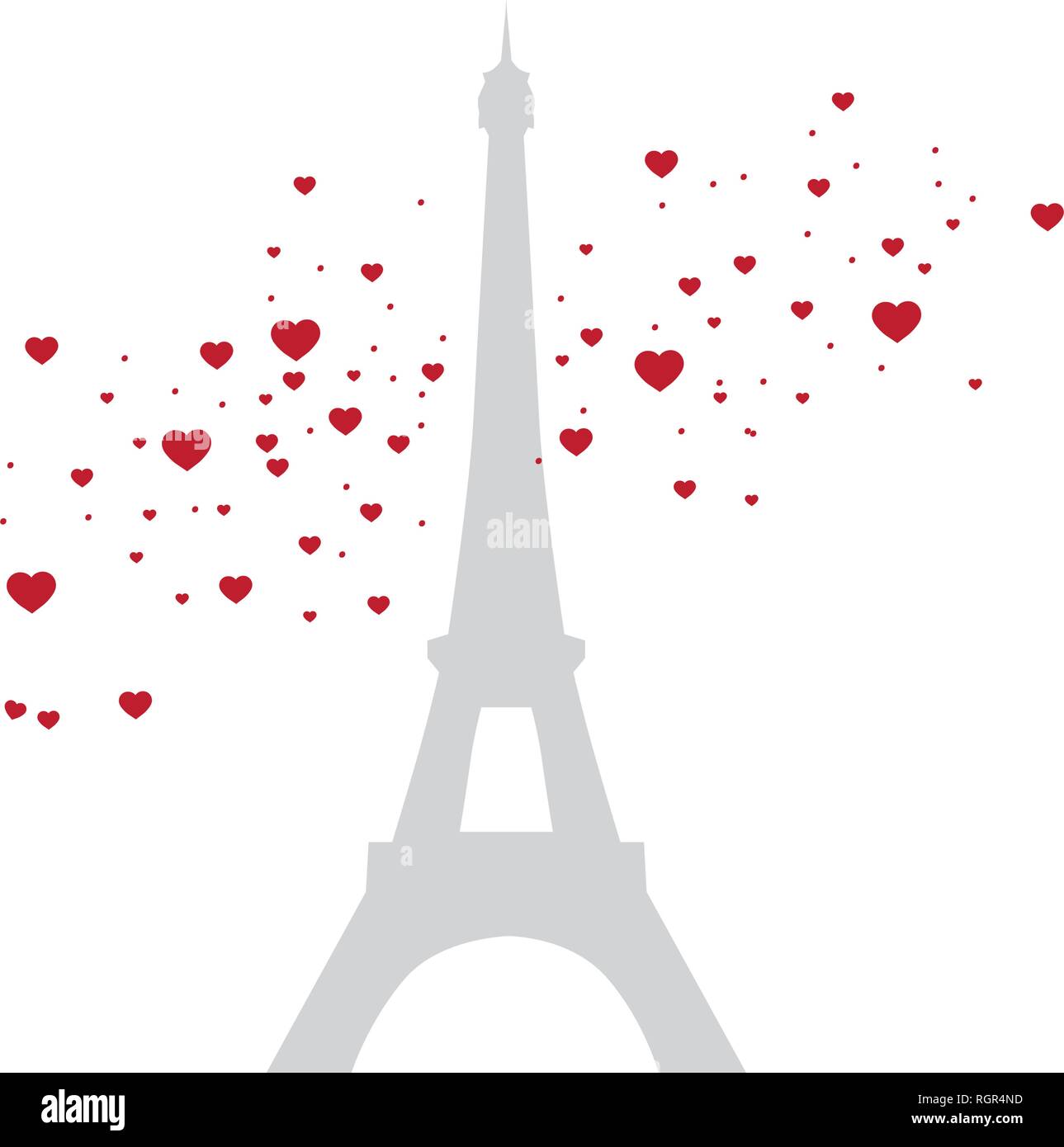 Eiffel tower with red hearts, vector Stock Vector Image & Art - Alamy