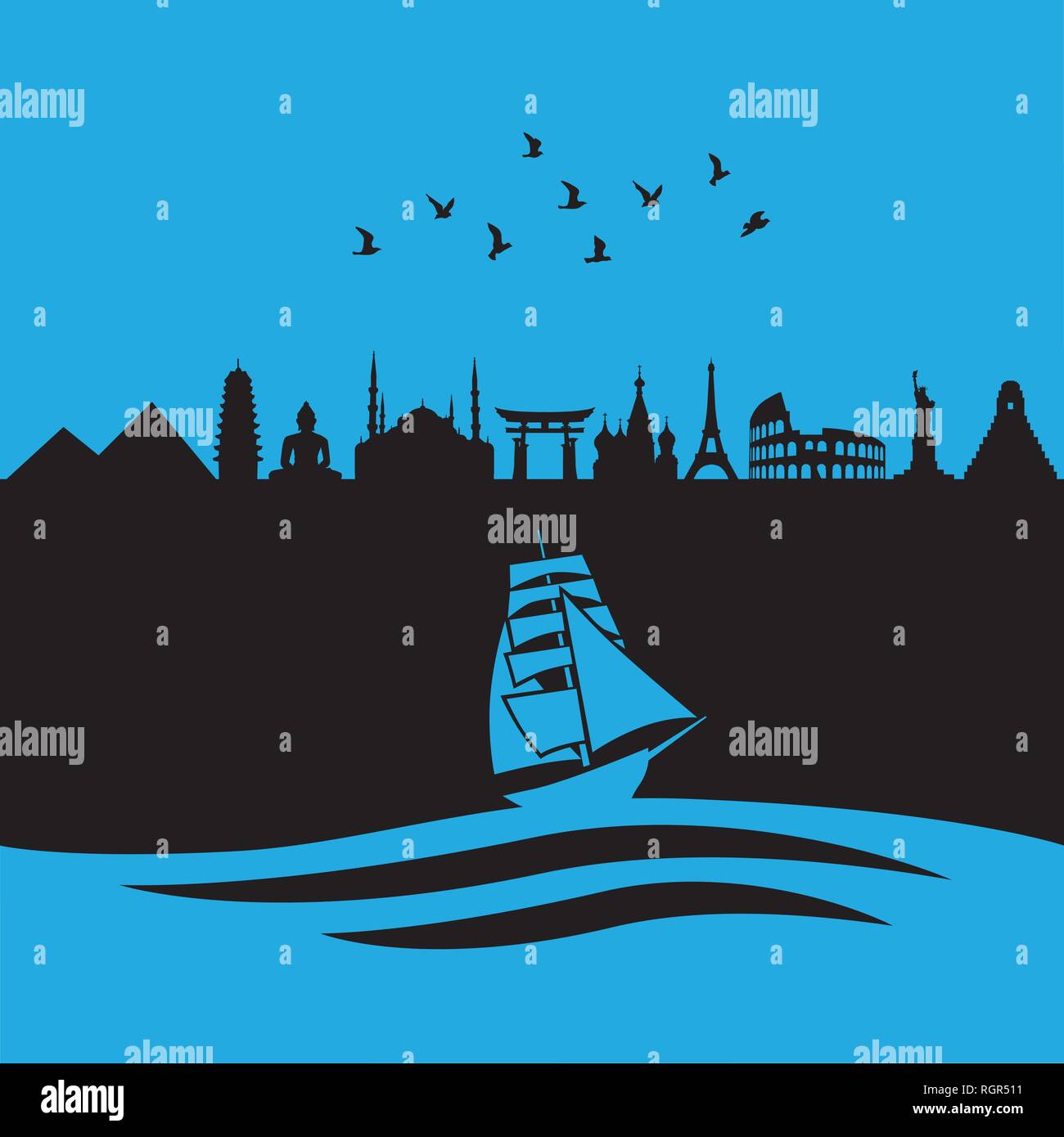 travel around the world Stock Vector