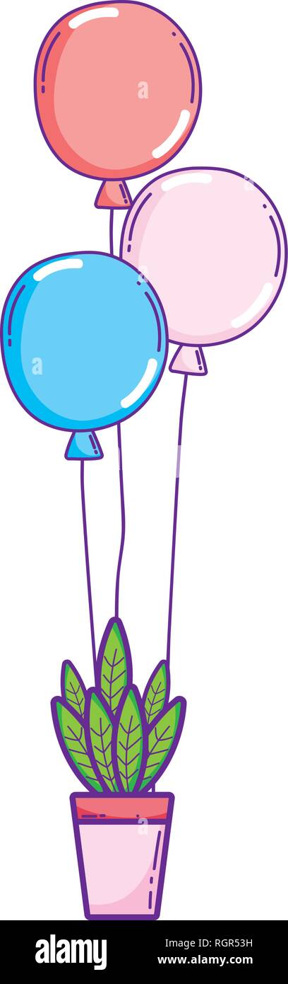 party balloons helium with houseplant Stock Vector Image & Art - Alamy