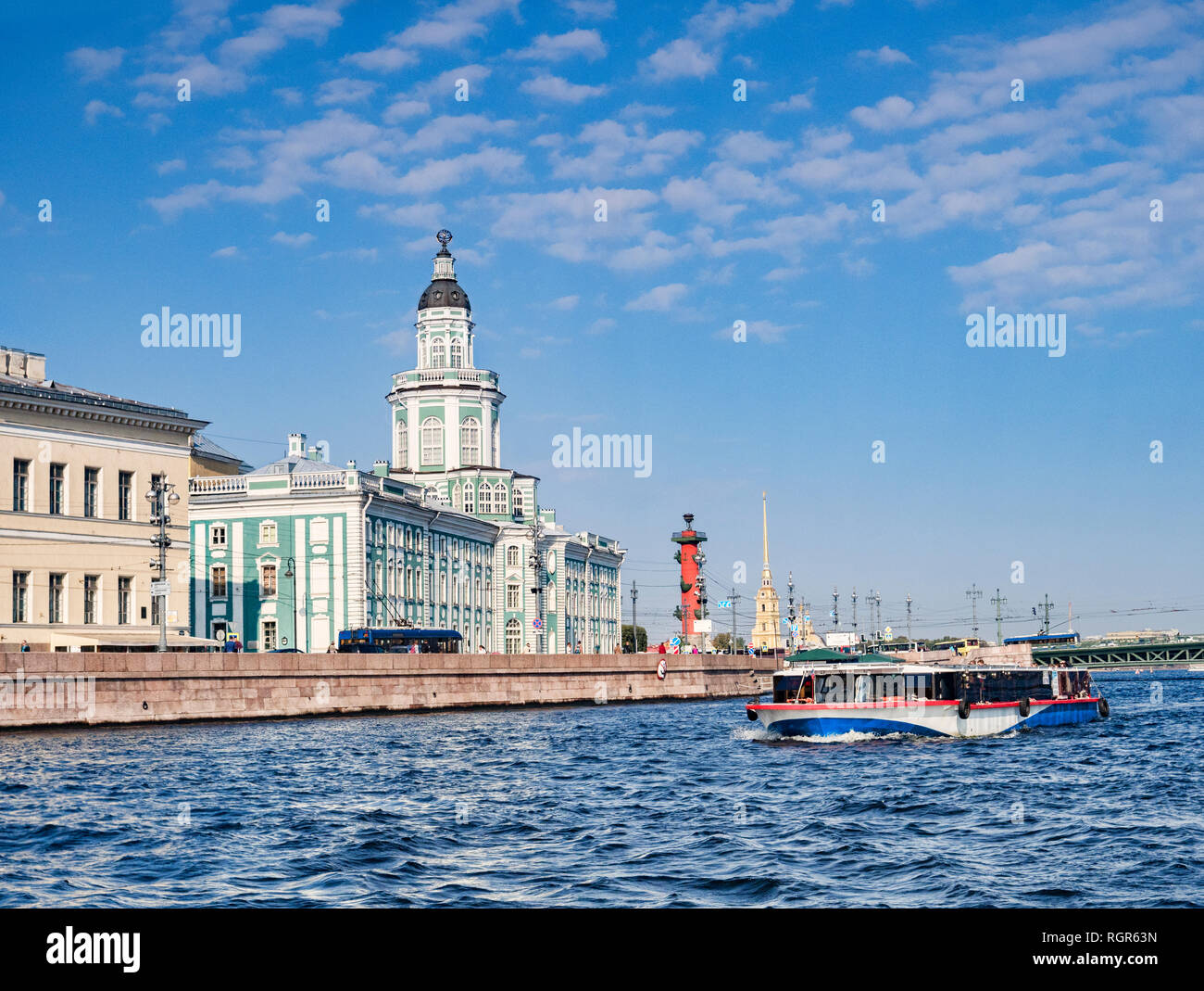 19 September 2018: St Petersburg, Russia - The Kunstkamera, or Kunstkammer Building which hosts the Peter the Great Museum of Anthropology and... Stock Photo