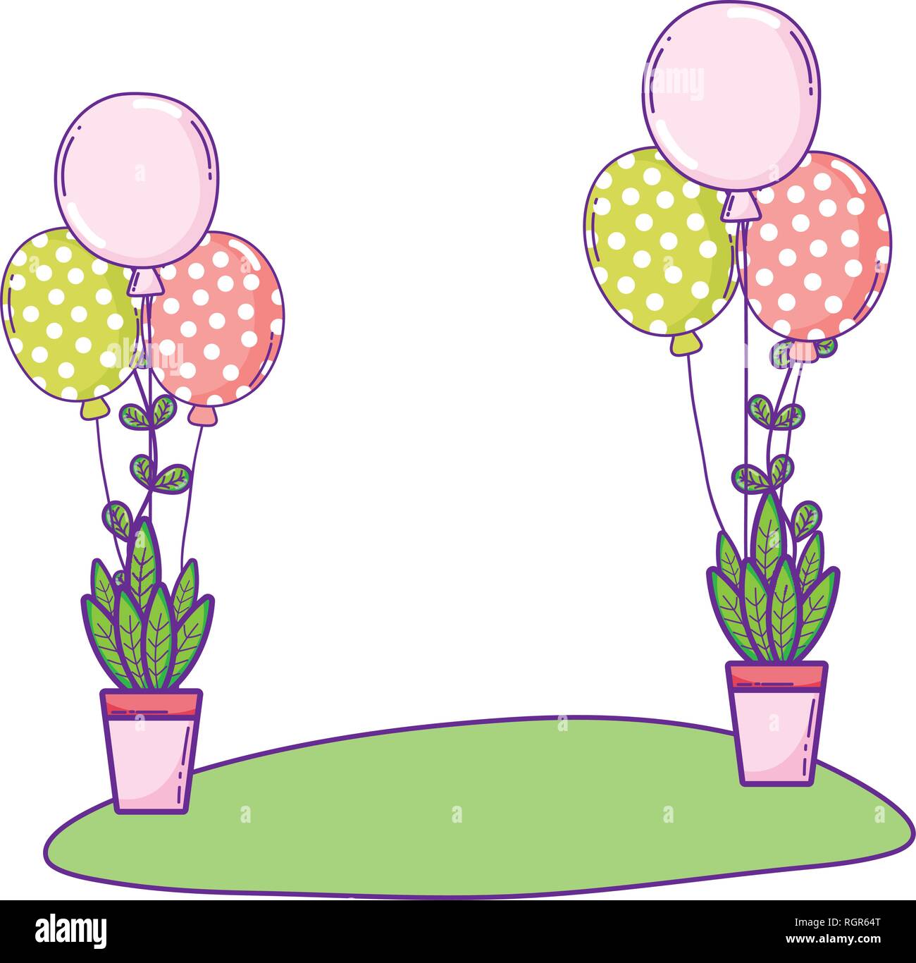 beautiful landscape with party balloons helium Stock Vector Image & Art ...