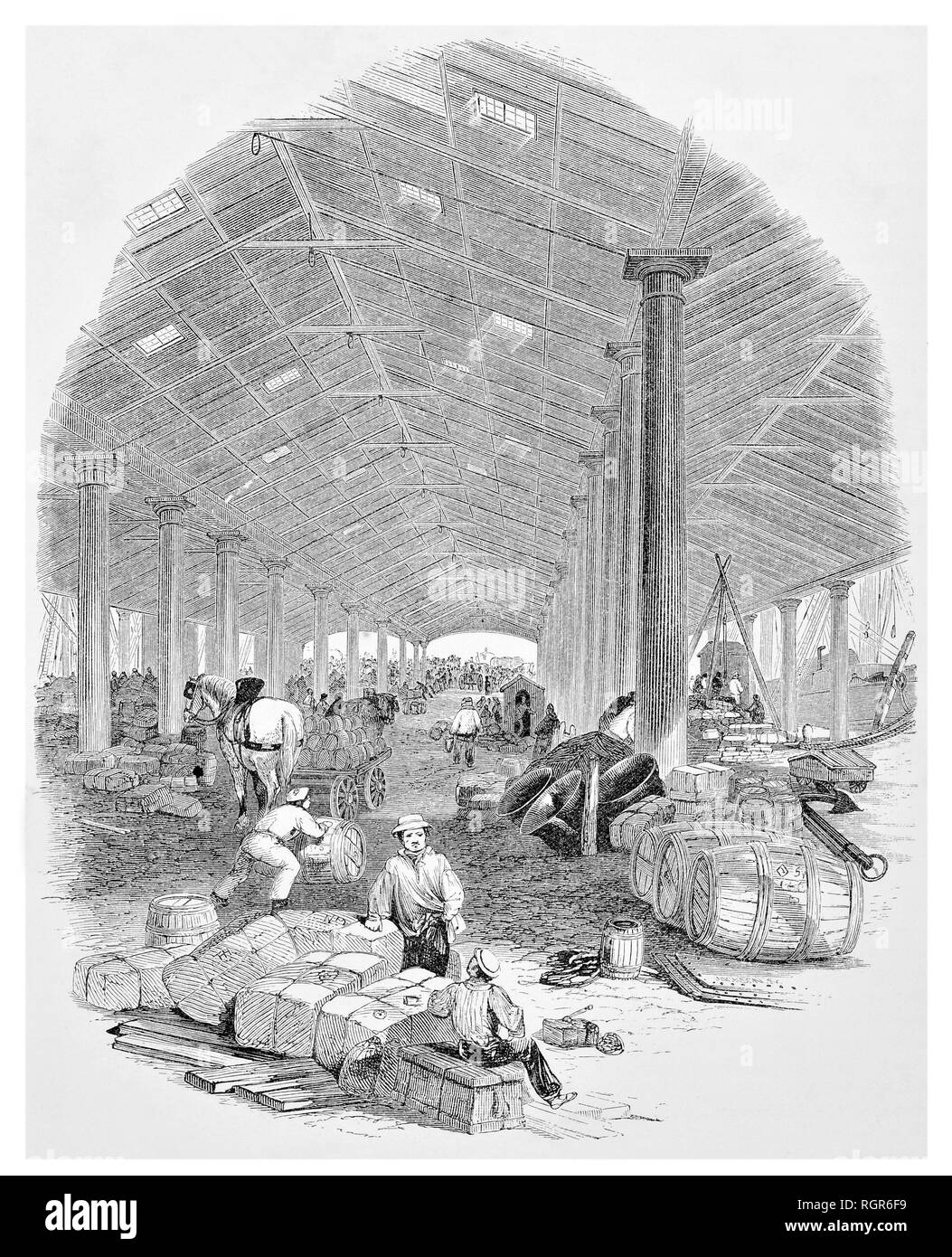 Wharf shed of the Trafalgar Dock, opened in 1840 in Liverpool Stock Photo