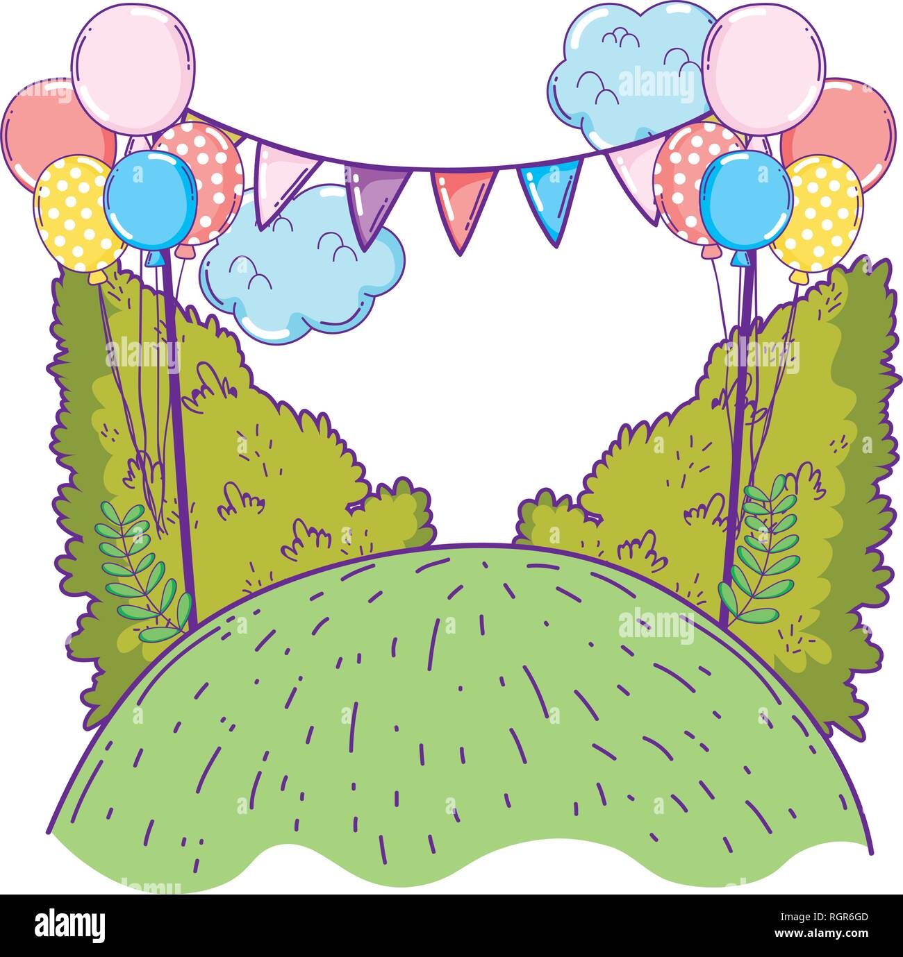 beautiful landscape with party balloons helium Stock Vector Image & Art ...