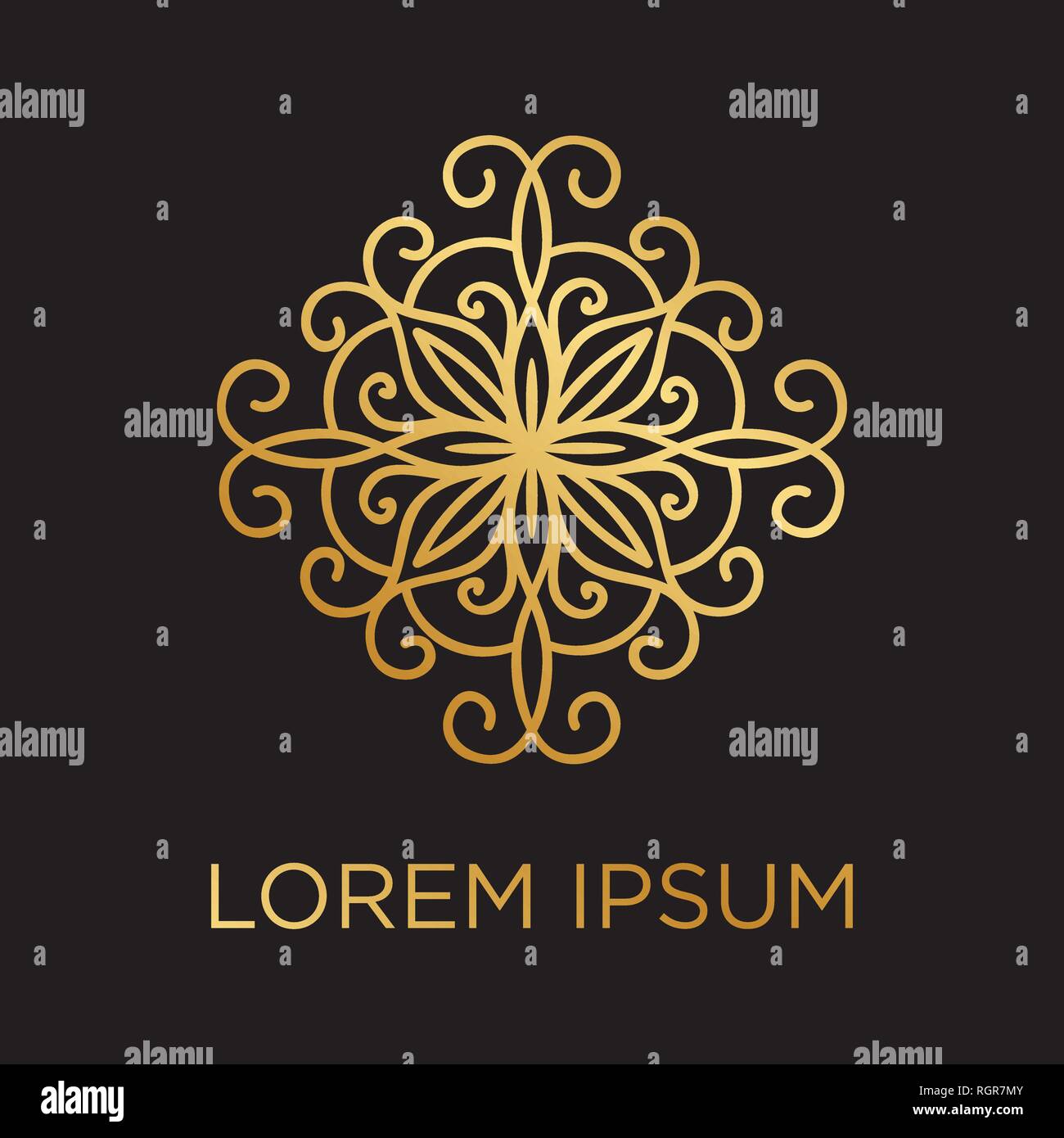Abstract floral logo. Oriental pattern Stock Vector