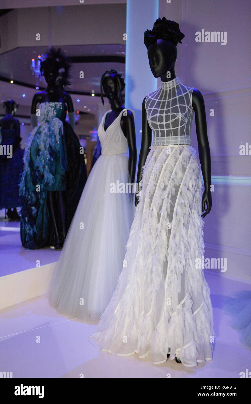 'Christian Dior: Designer of Dreams' exhibition opens at the Victoria and Albert Museum on 2 February, featuring works by designers Christian Dior, Ra Stock Photo