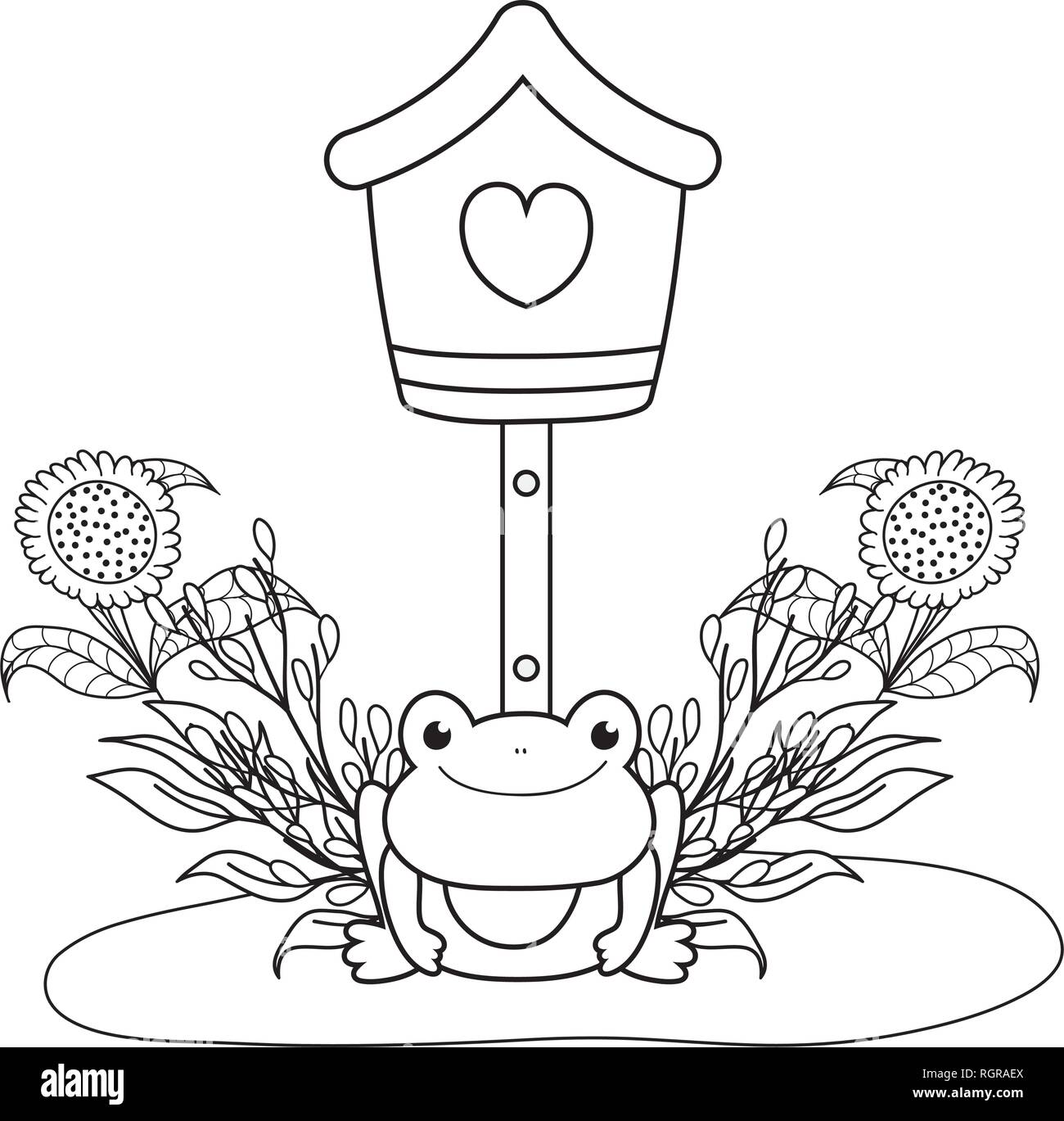 cute toad in the landscape with birdhouse Stock Vector Image & Art - Alamy