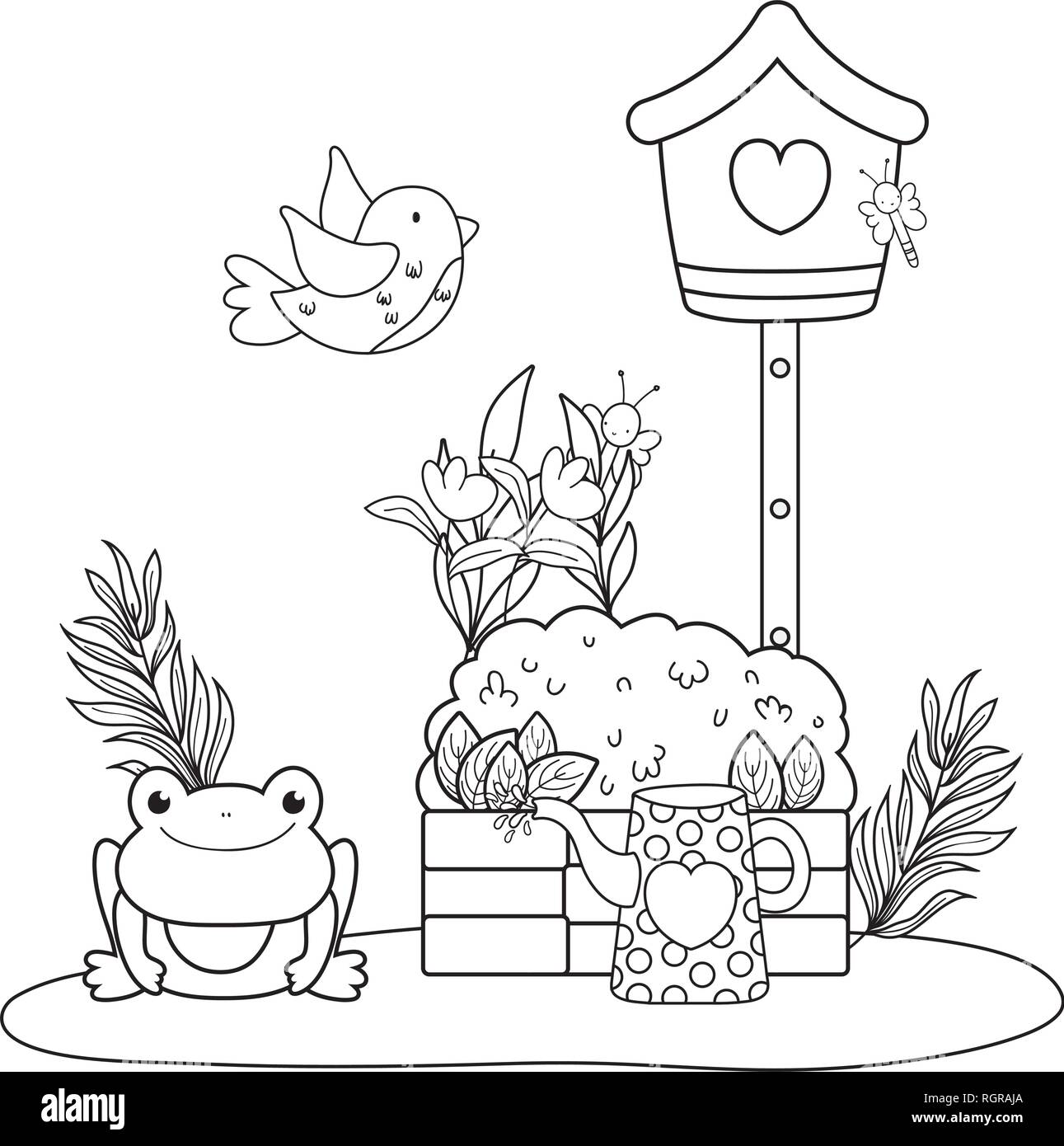 cute toad in the landscape with birdhouse Stock Vector Image & Art - Alamy