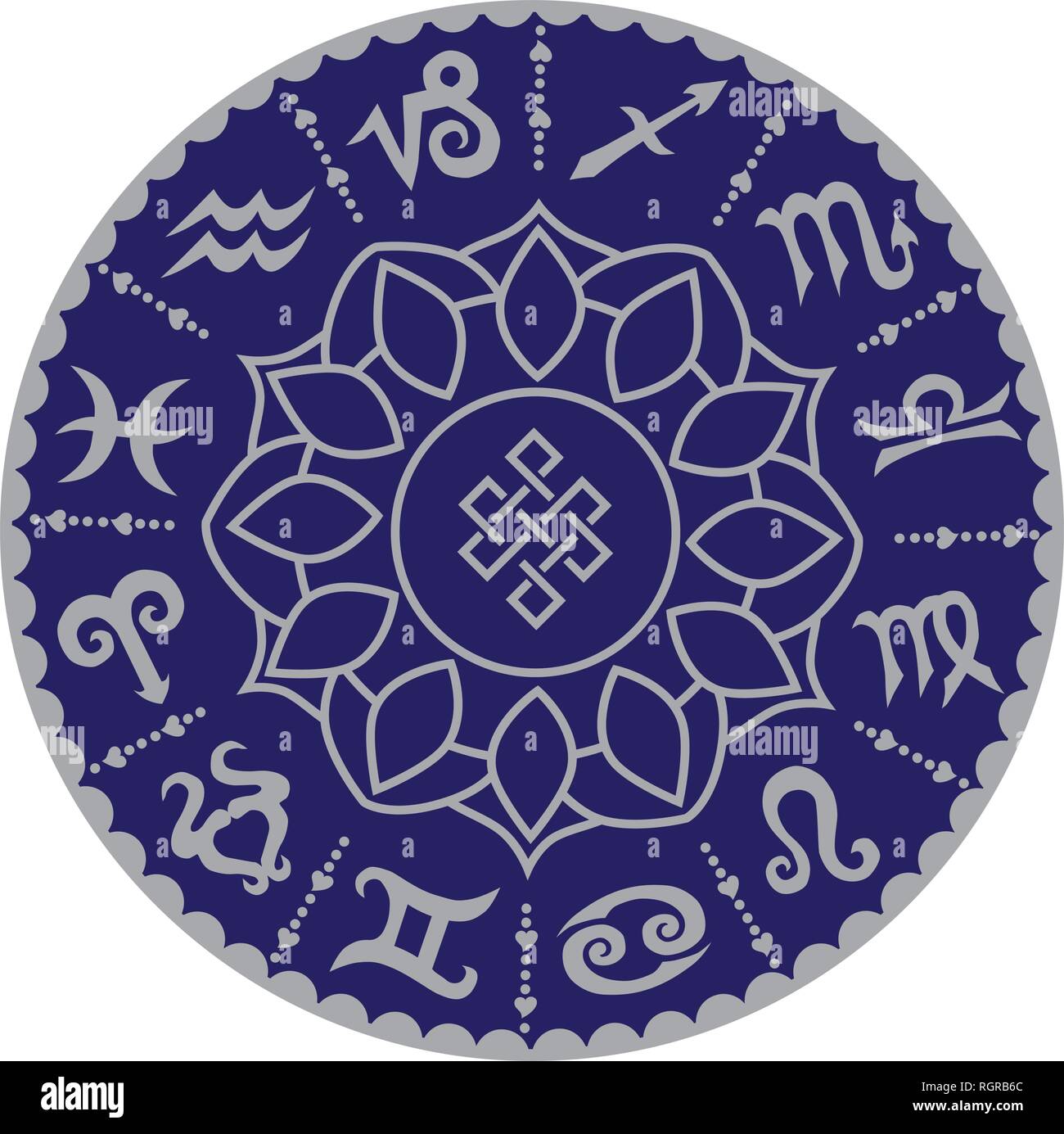 horoscope signs, mandala Stock Vector