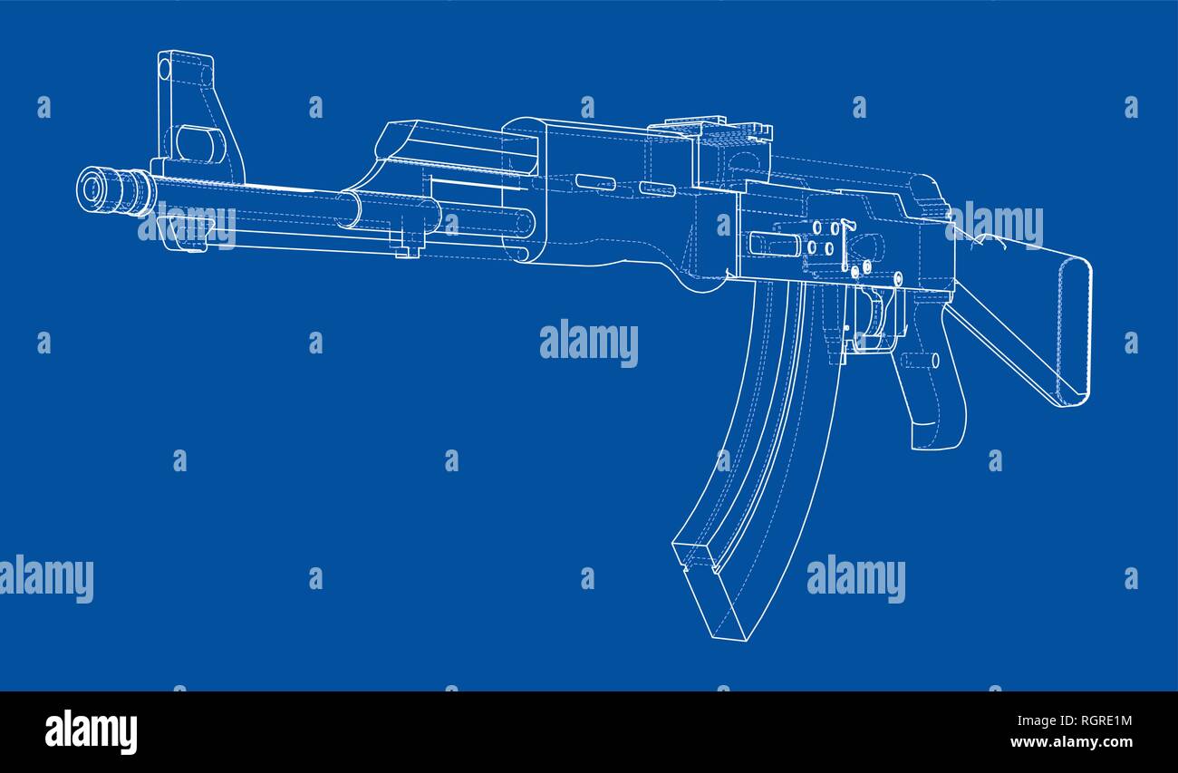 Machine Gun. Vector rendering of 3d Stock Vector