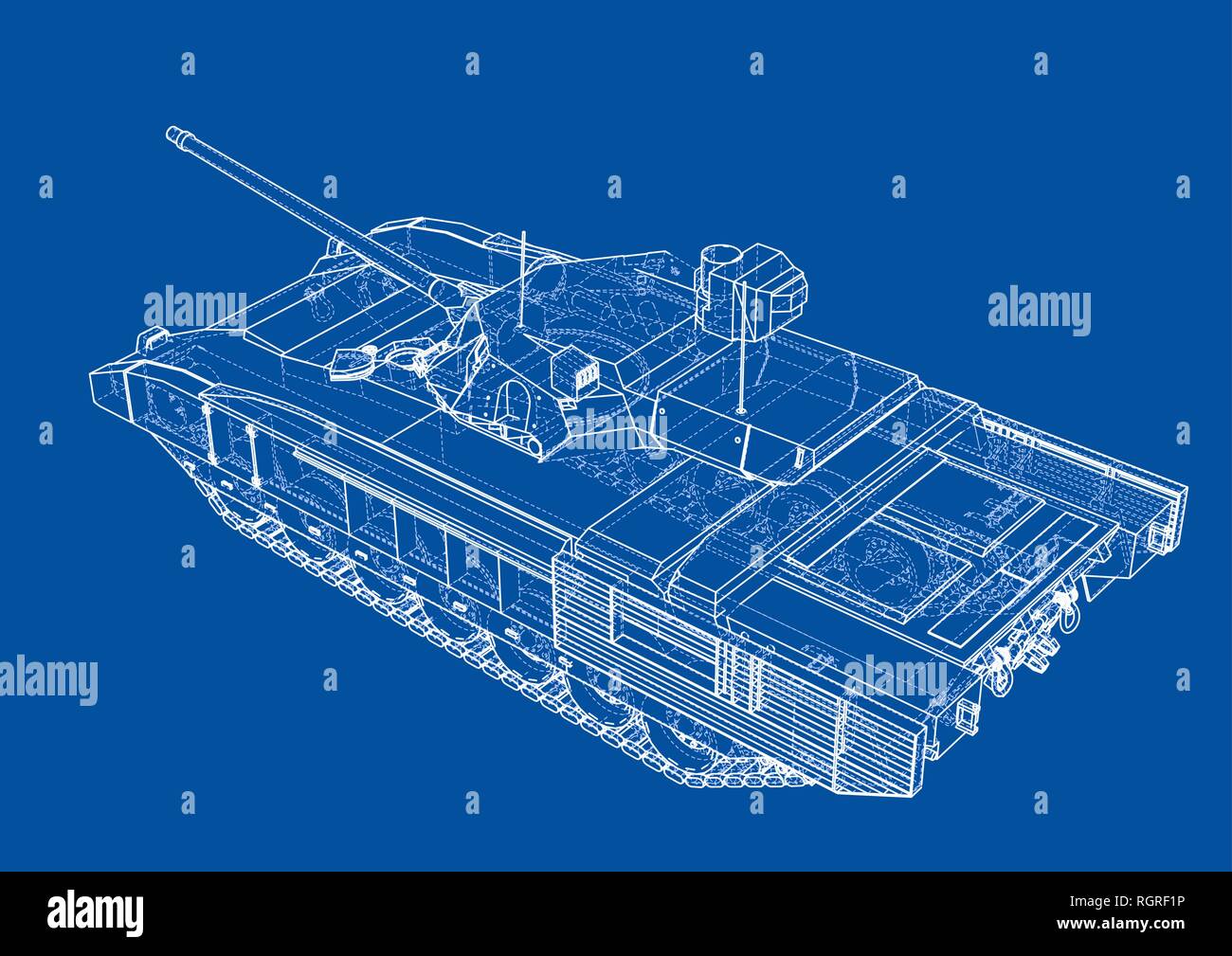 Blueprint of realistic tank Stock Vector