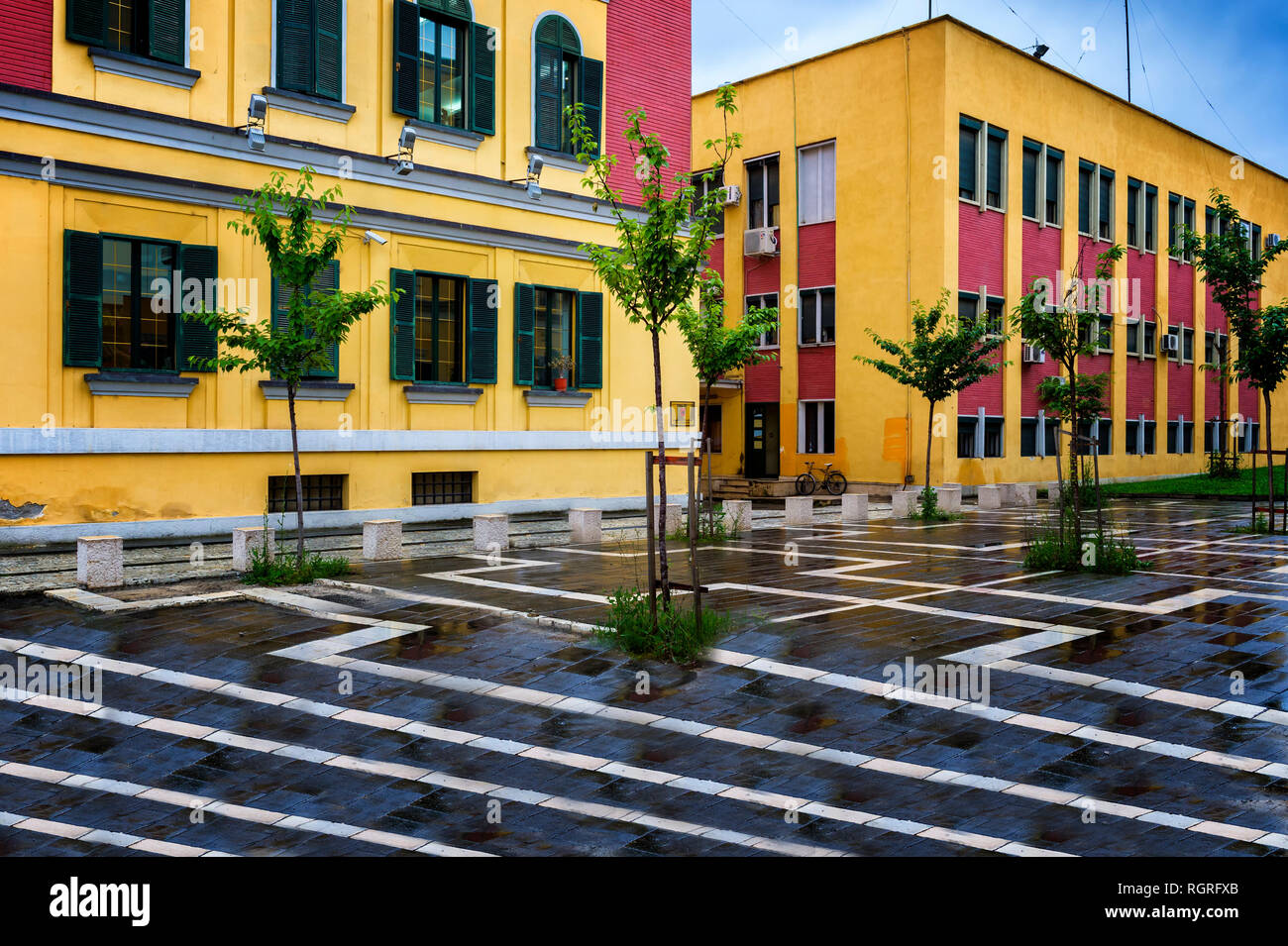 Colourful houses near Skanderberg Square, Tirana, Albania Stock Photo