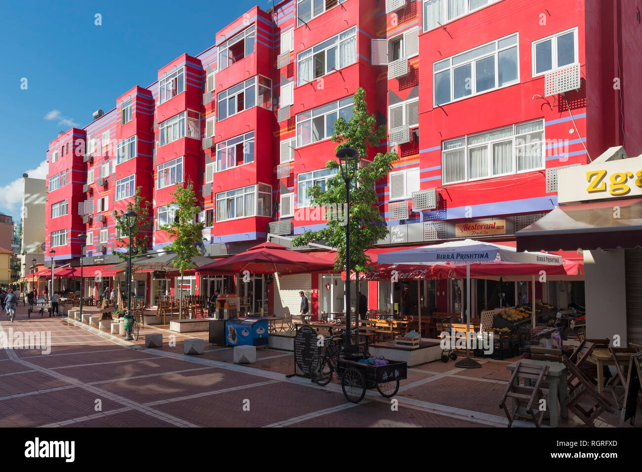 Colourful houses near the New Bazar, Tirana, Albania Stock Photo Alamy