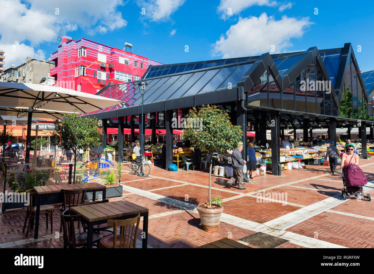 New bazar, Market stalls, Tirana, Albania Stock Photo