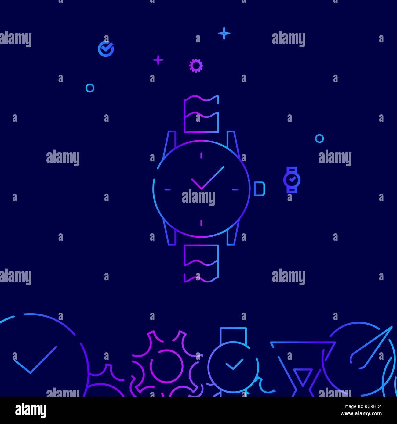 Wrist Watch Vector Line Icon. Mechanical Analog Clock Gradient Symbol ...