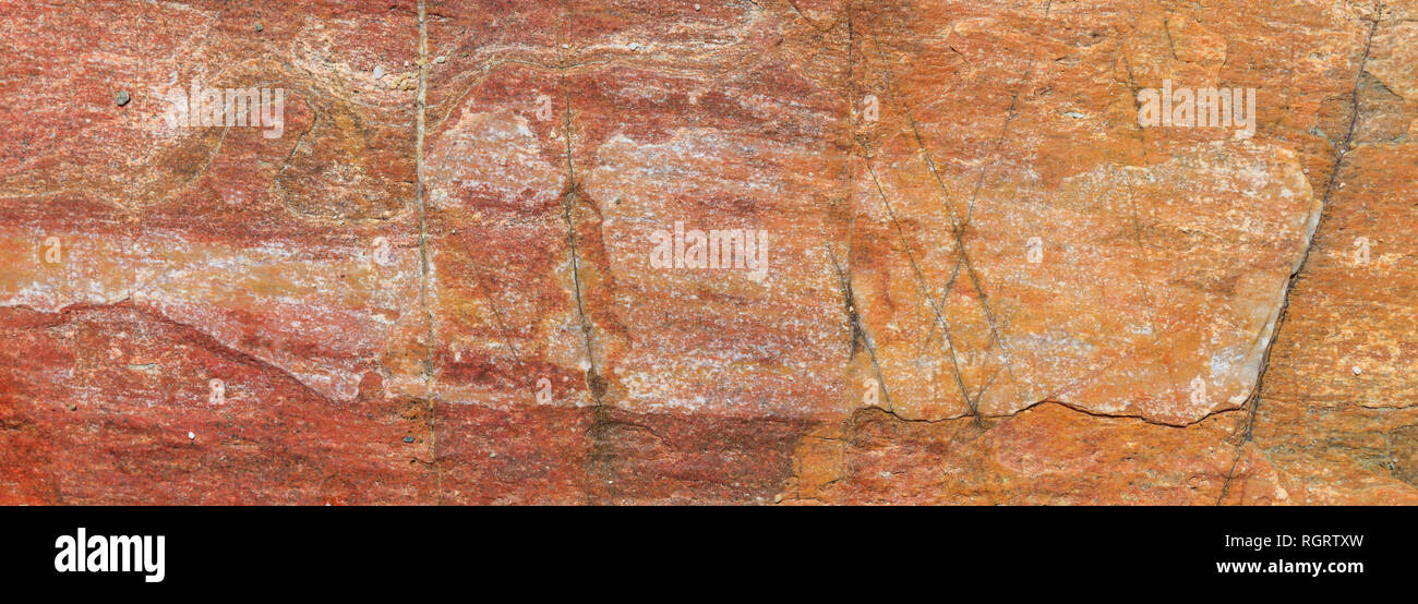 Natural stone background texture, red, orange color, banner, detail Stock Photo