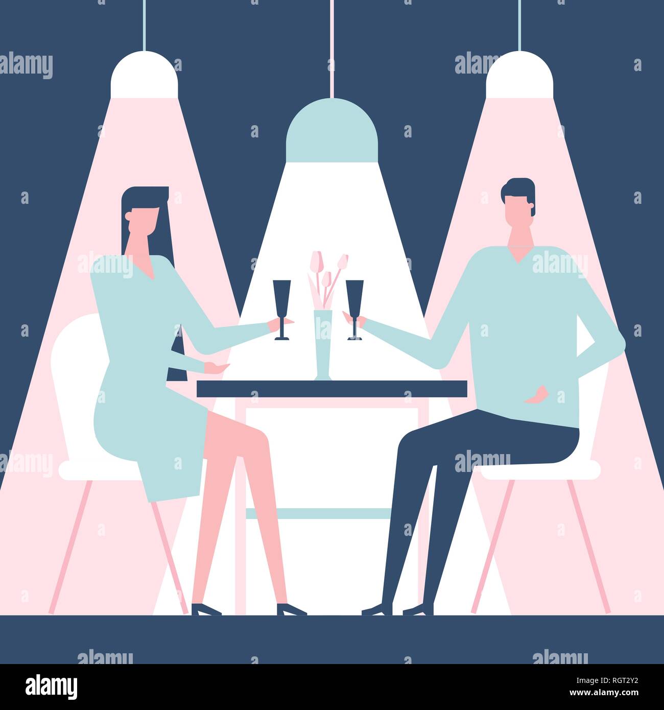 Couple on a date - flat design style colorful illustration Stock Vector ...