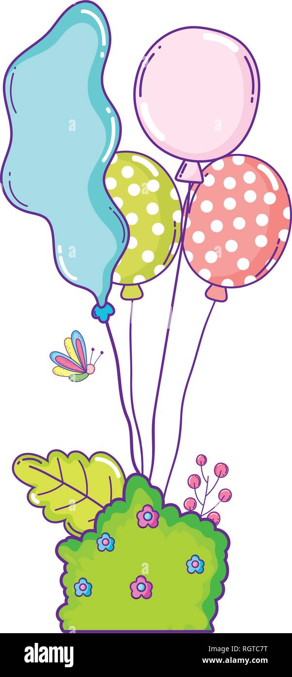 party balloons helium with bush garden Stock Vector Image & Art - Alamy
