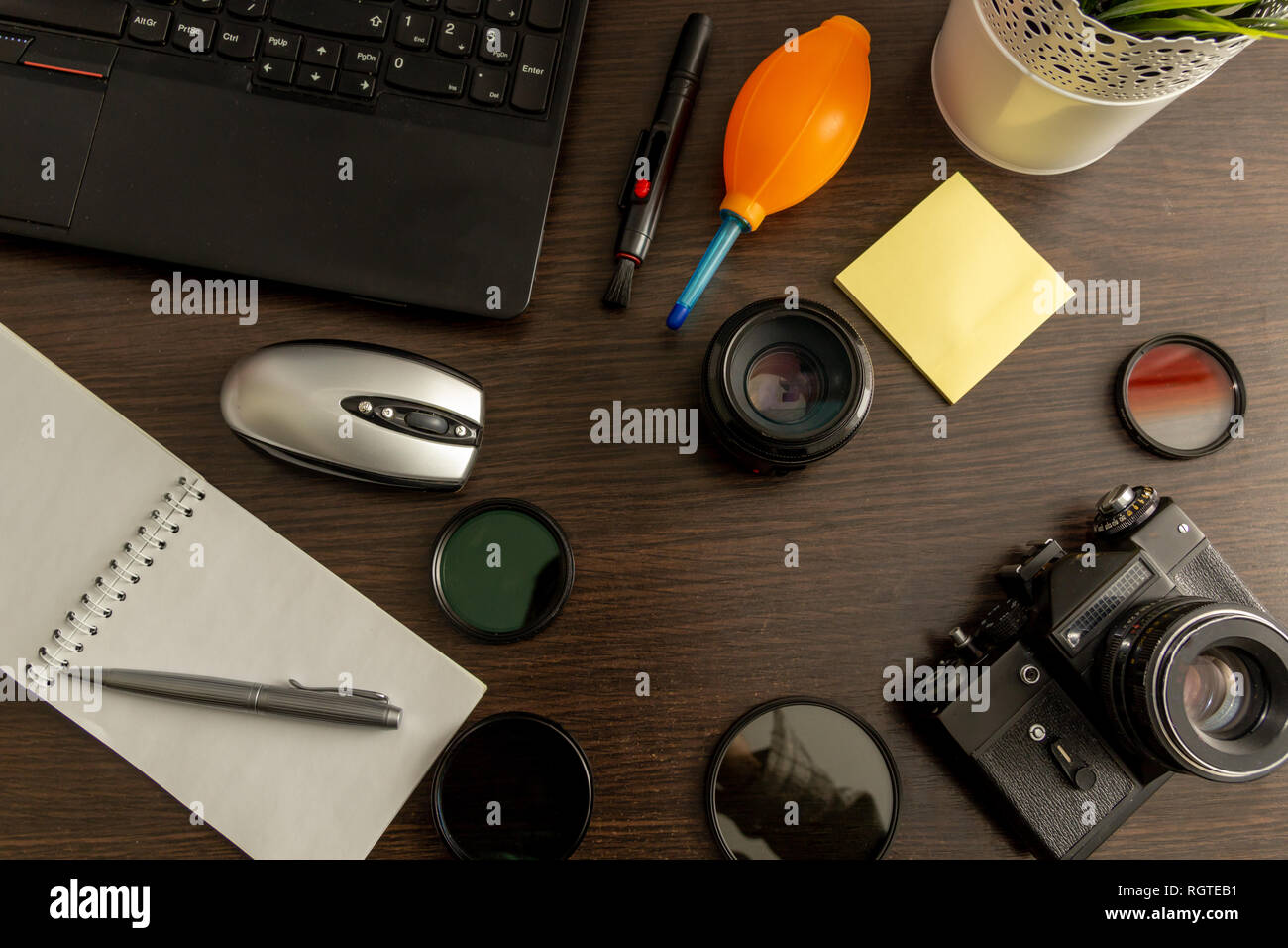 Photographer at the Desk, Office Gadgets and Object Lens Stock Image -  Image of floor, professional: 71143951
