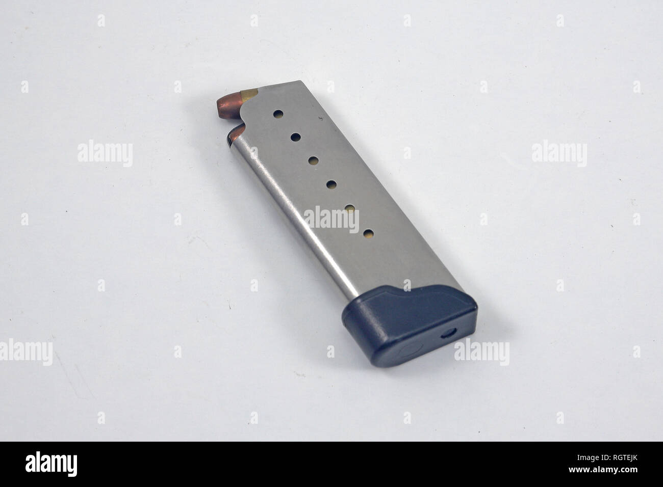 Pistol Magazine loaded with 9mm ammo for use in a firearm Stock Photo