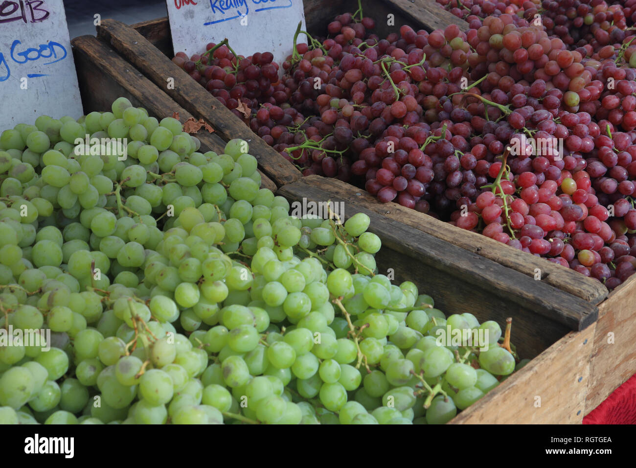 Organic Green Grapes in a Market Stock Image - Image of health