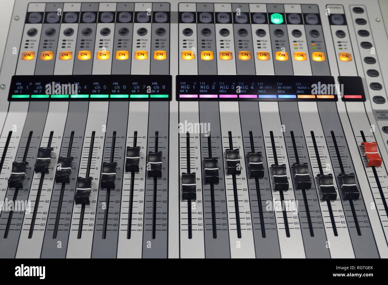 Digital modern audio mixing board for bands, churches, and performances
