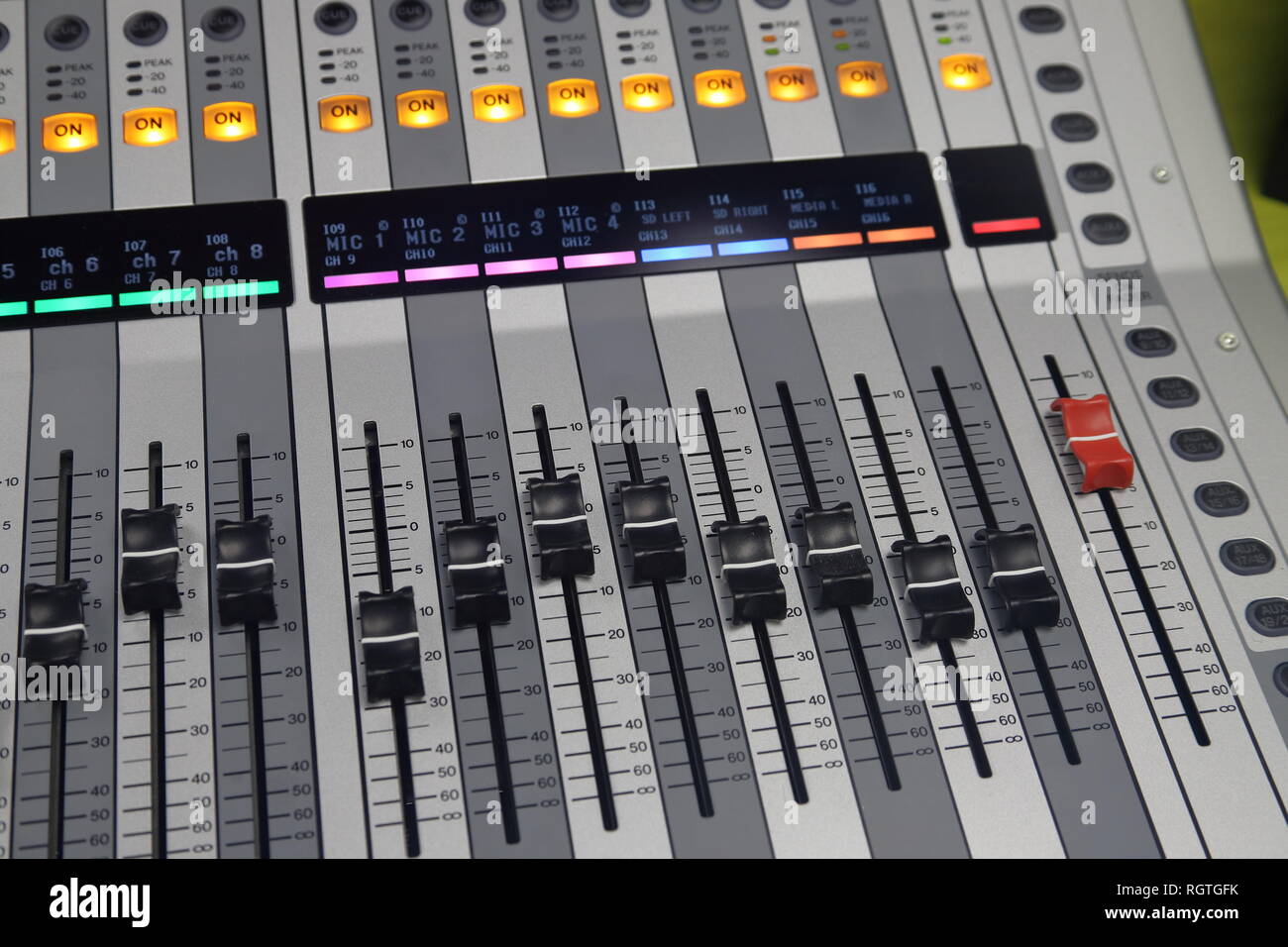 Digital modern audio mixing board for bands, churches, and performances