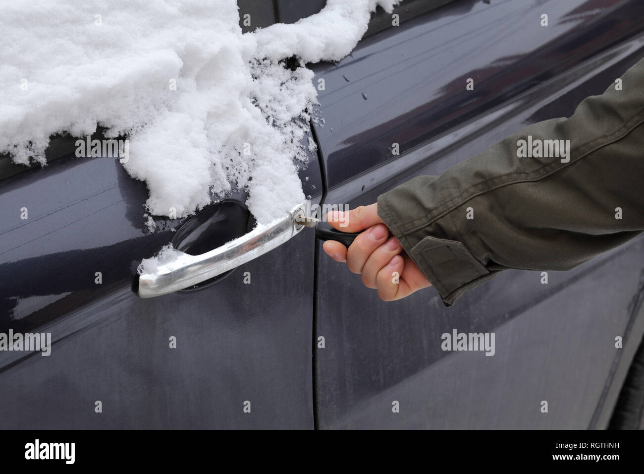 Male Driver Unlock Car Door Before Opening Using Key
