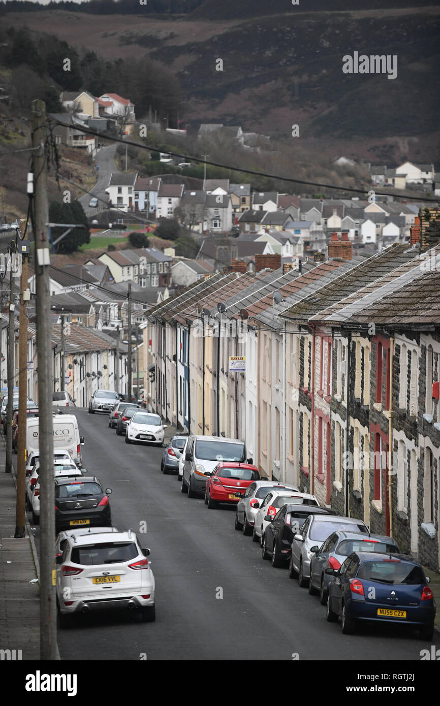 General view of Clydach Vale in the Rhondda Valley, Wales, UK Stock