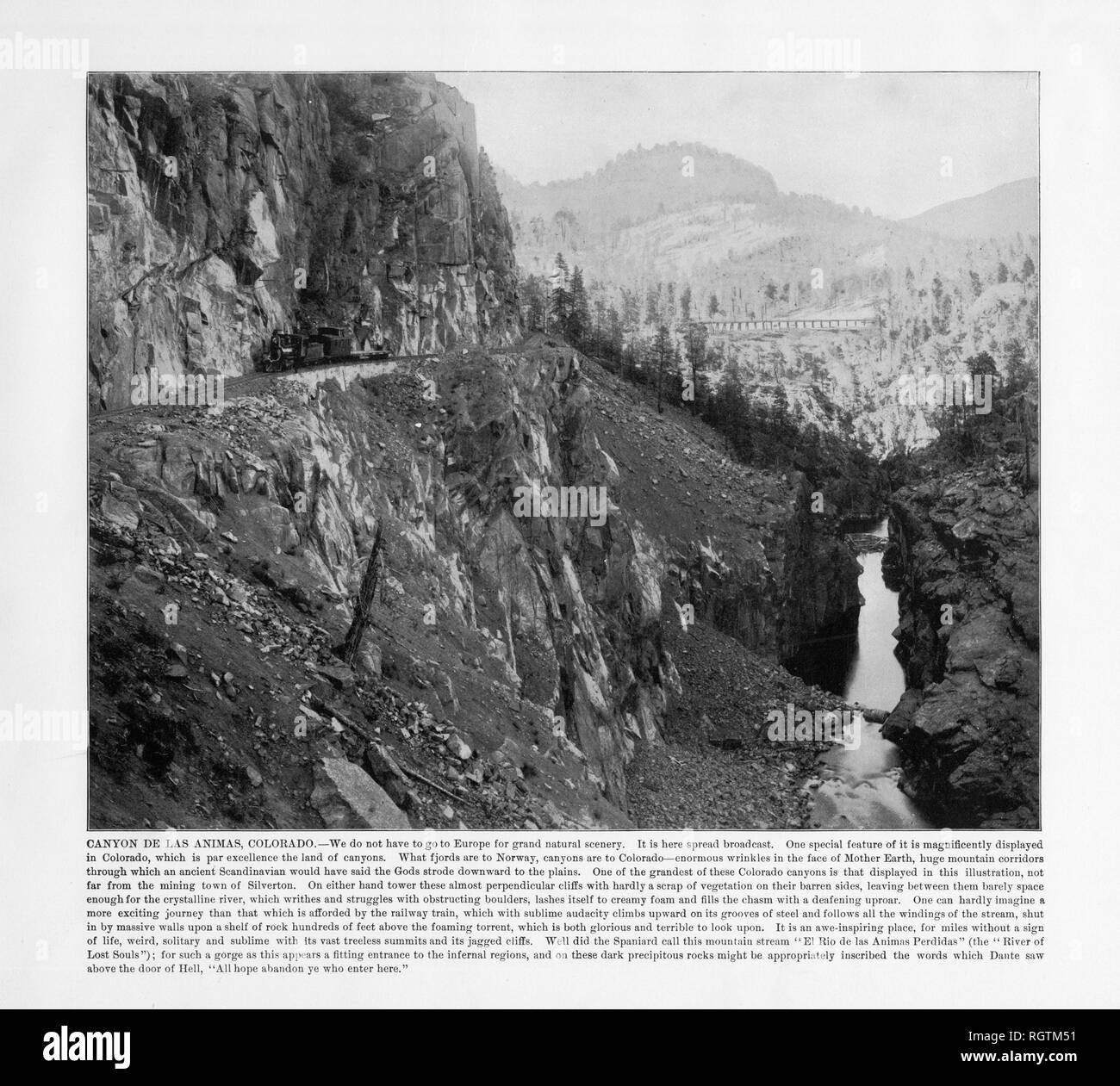 Canyon De Las Animas, Colorado, United States, Antique American Photograph, 1893 Stock Photo