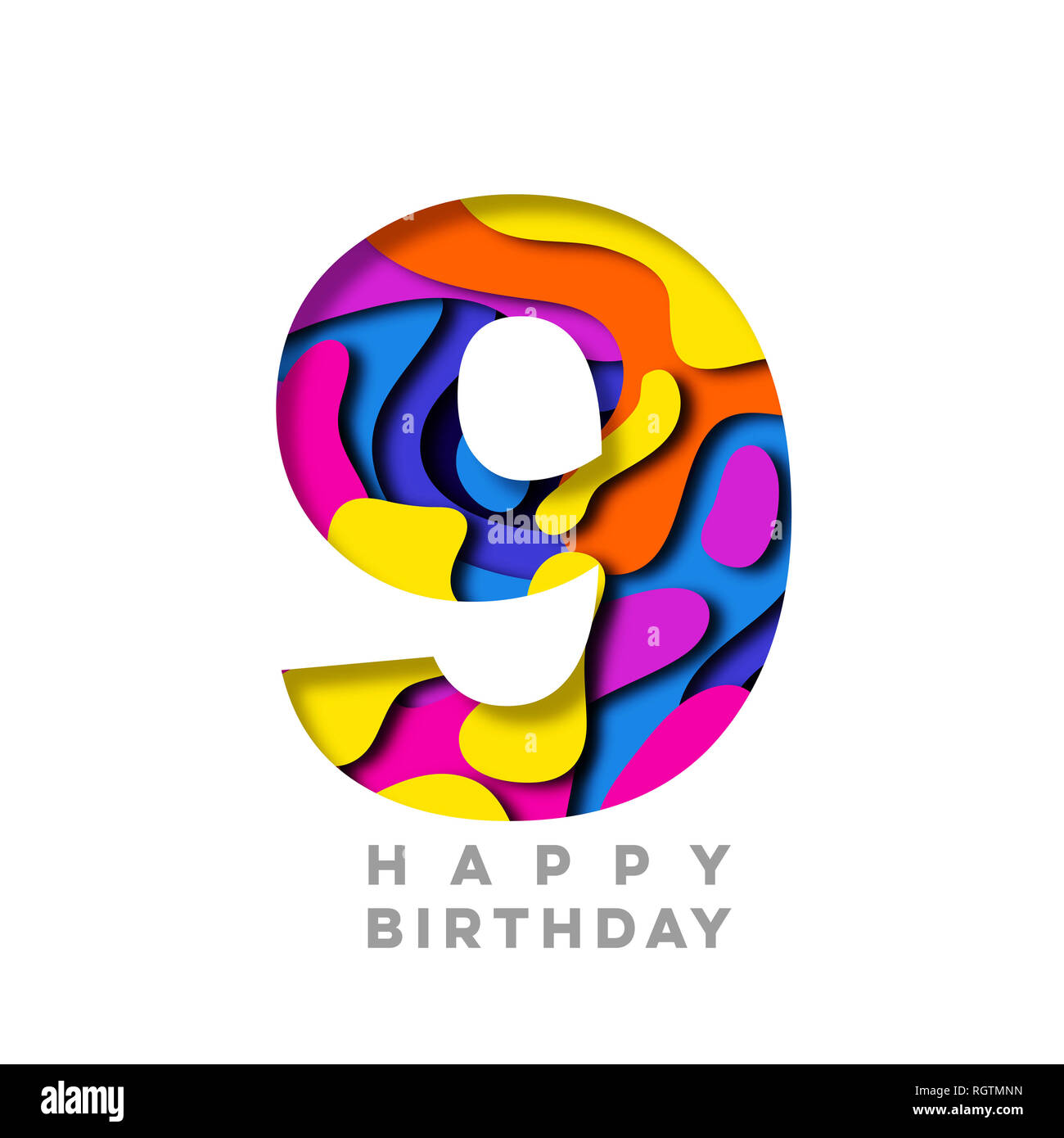 Neuf ans anniversaire, 9 numéro en forme de bougie d'anniversaire avec feu  sur blanc Image Vectorielle Stock - Alamy